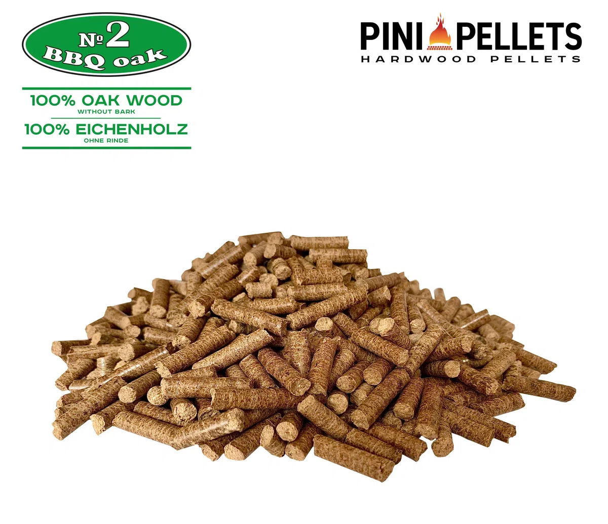 PINI Grillpellets 15 kg - Pellets de madera 100% roble No2 para asar, ahumar, también para hornos de Pizza operados con pellets