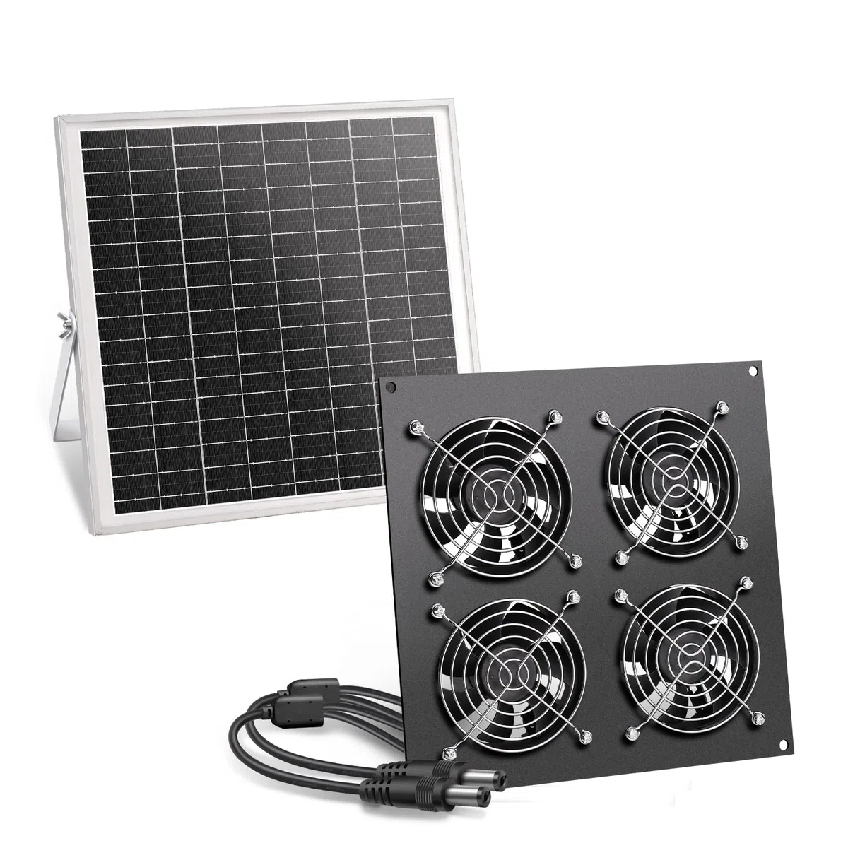 Ventilador solar, ventilador de panel solar de 15 W, con cuatro ventiladores impermeables IP67, adecuado para pequeños gallineros, invernaderos, cobertizos, casas de mascotas, entrada de aire