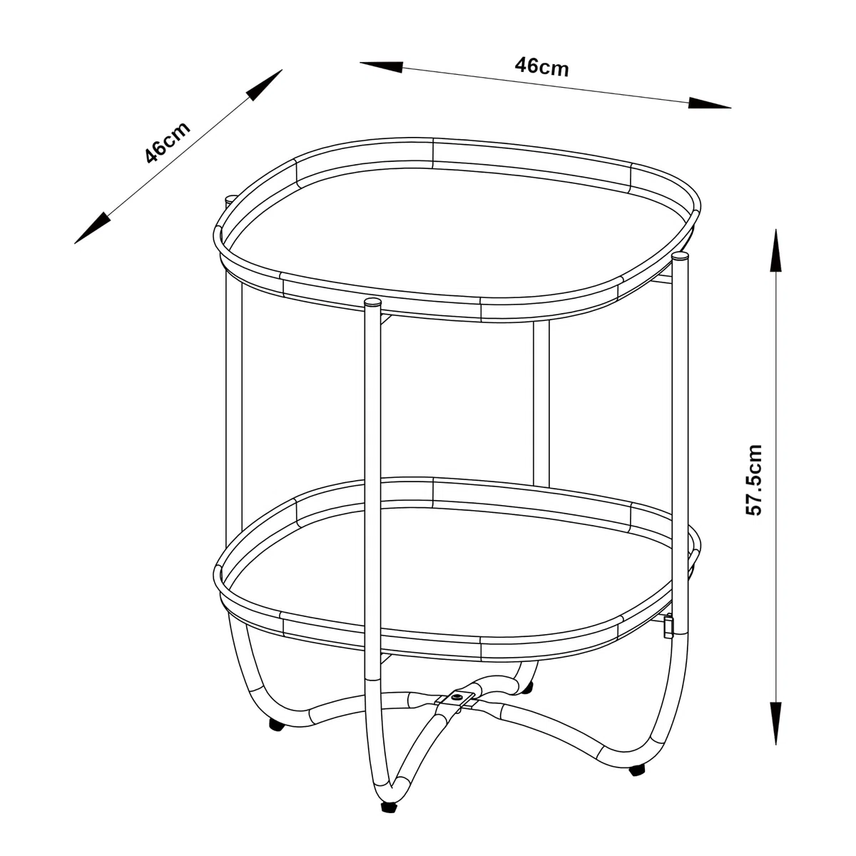 [en.casa] Mesita de Jardín Sandefjord Mesa de Café de Patio con 2 Bandejas Extraíbles Estilo Moderno Mueble de Jardín Terraza Balcón Acero 57,5 x 46 x 46 cm - Blanco