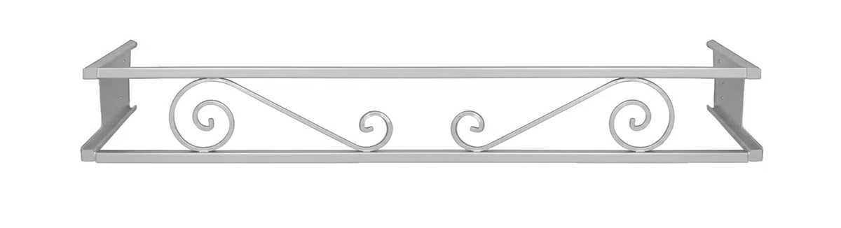 Balconcillo para Macetas Extensible 100-140 cm, Balconcillo para Plantas, Portamacetas Ventana, Protector de macetas, Modelo Volutas, Gris