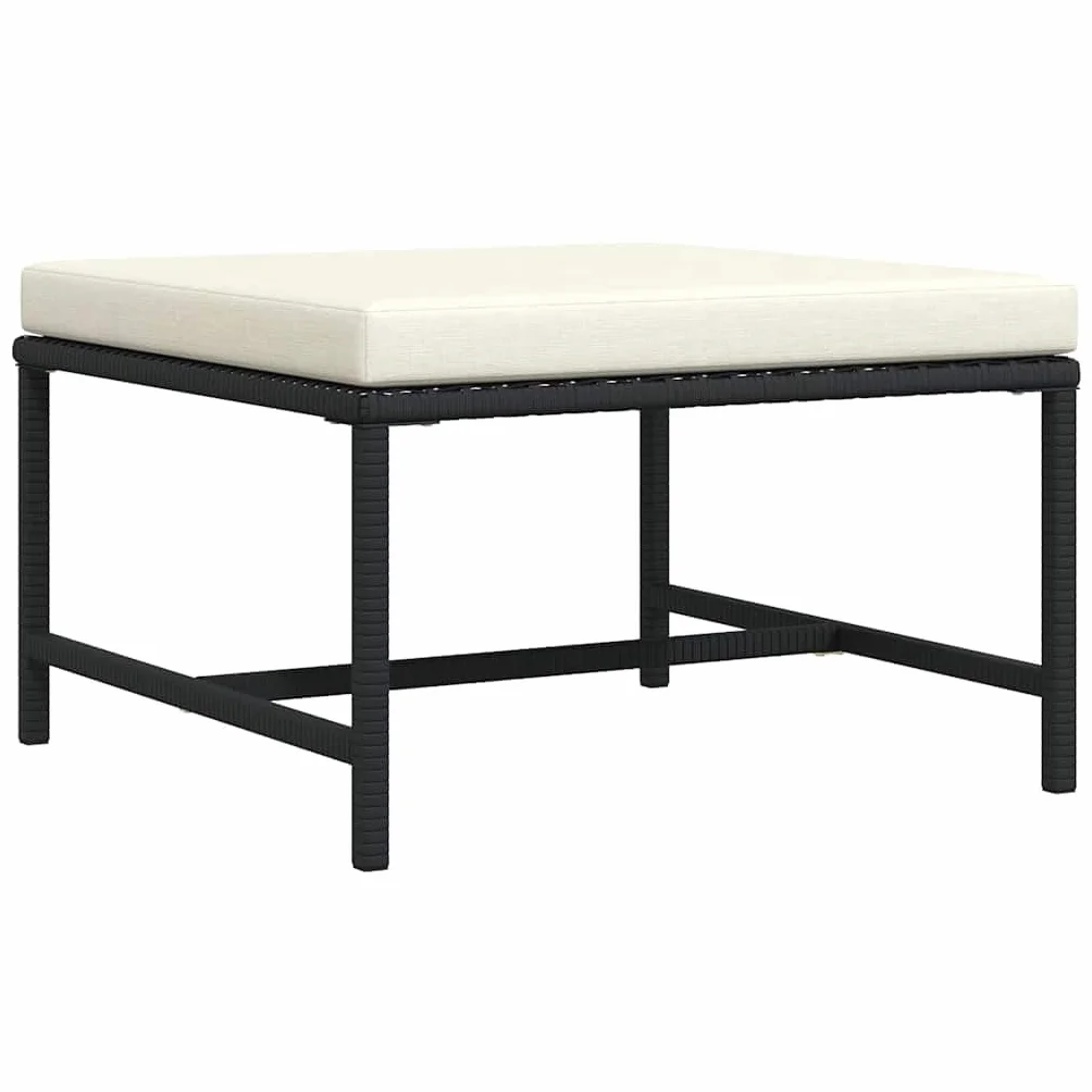 vidaXL Reposapies Seccional con Cojín Taburete Otomana Jardín Asiento Sala de Estar Salón Terraza Patio Exterior Balcón de Ratán Sintético Negro