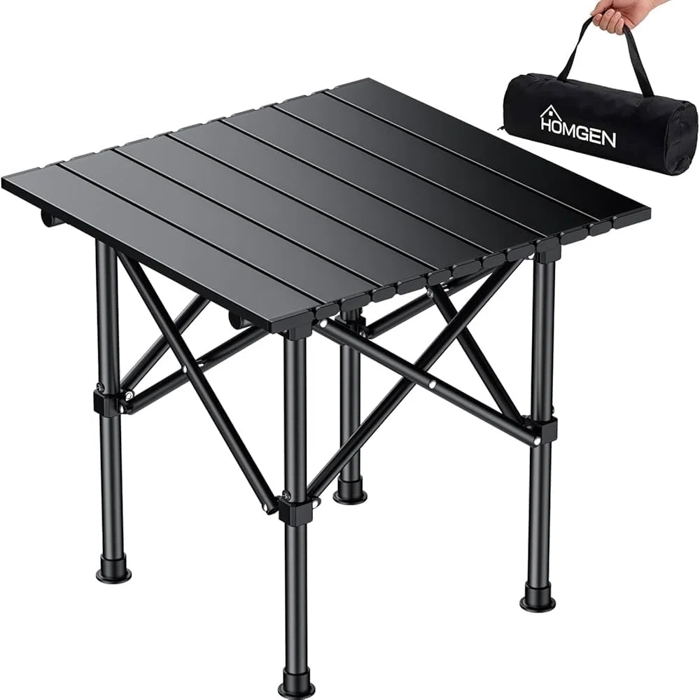 HOMGEN Mesa Plegable Camping Estable y Resistente Mesas Plegables Portátiles Ligera y Compacta Mesa Jardin Exterior 40x40cm Altura 40cm con Bolsa de Transporte para Picnic Playa y Camping