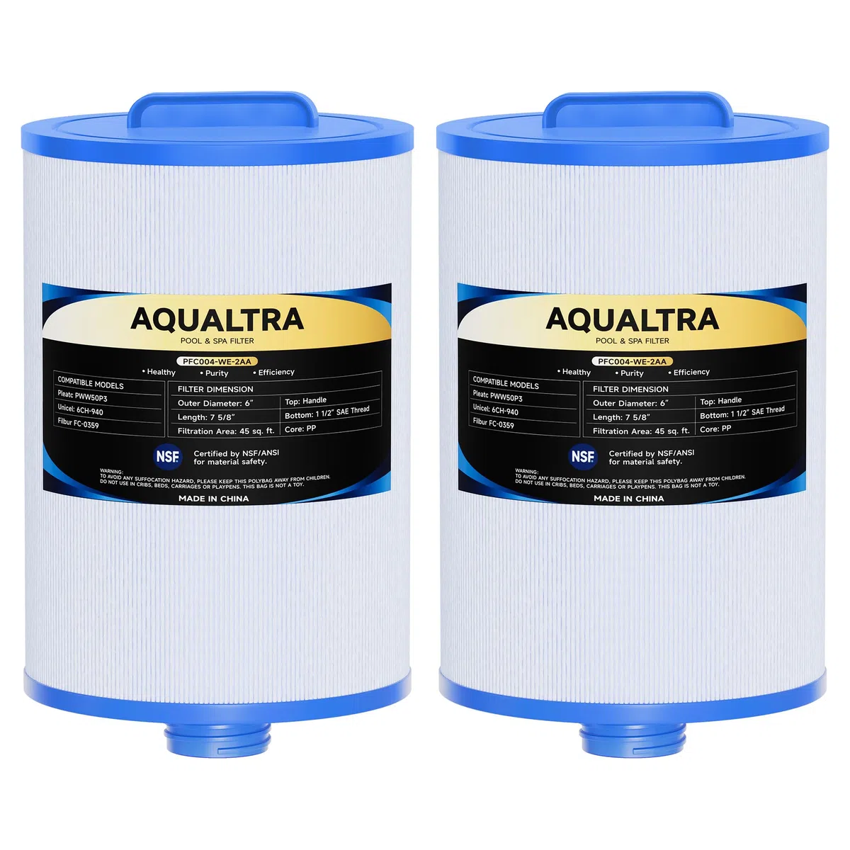 AQUALTRA SPA Filtro Compatible con PWW50P3(39mm Rosca Gruesa), 6CH-940, FC-0359, 817-0050, 194mm x 150mm Tornillo en Rosca SAE Filtro de Bañera de Hidromasaje 2 Piezas