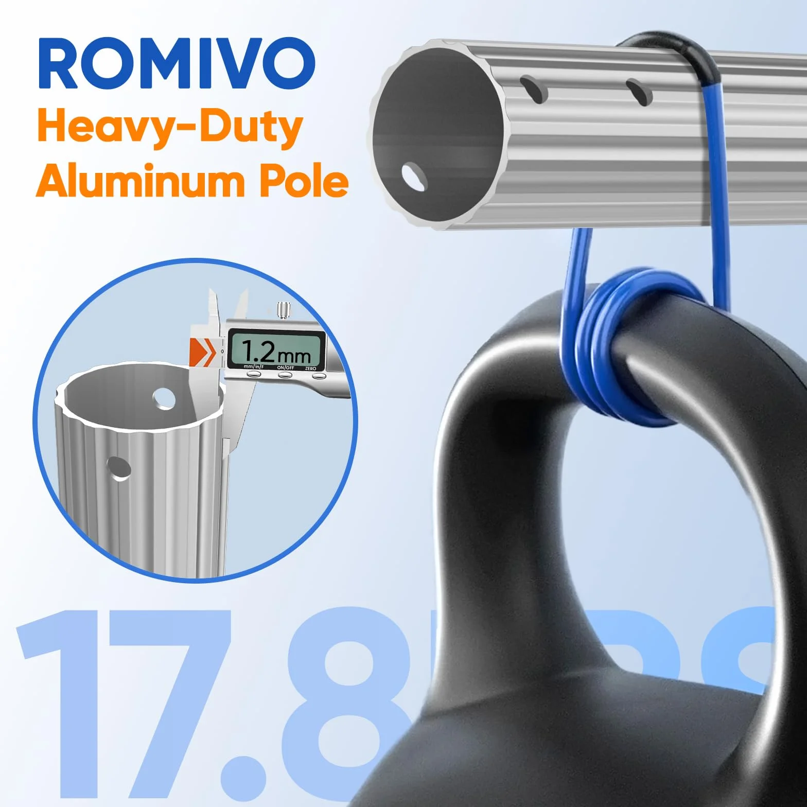 Barra Telescópica Piscina Aluminio 3 Piezas, Regulable 1,4-3,65m | Poste Limpieza Stable & Robusto (1,2mm) para Red Skimmer, Recogehojas, Cepillo, Cabezal Succión