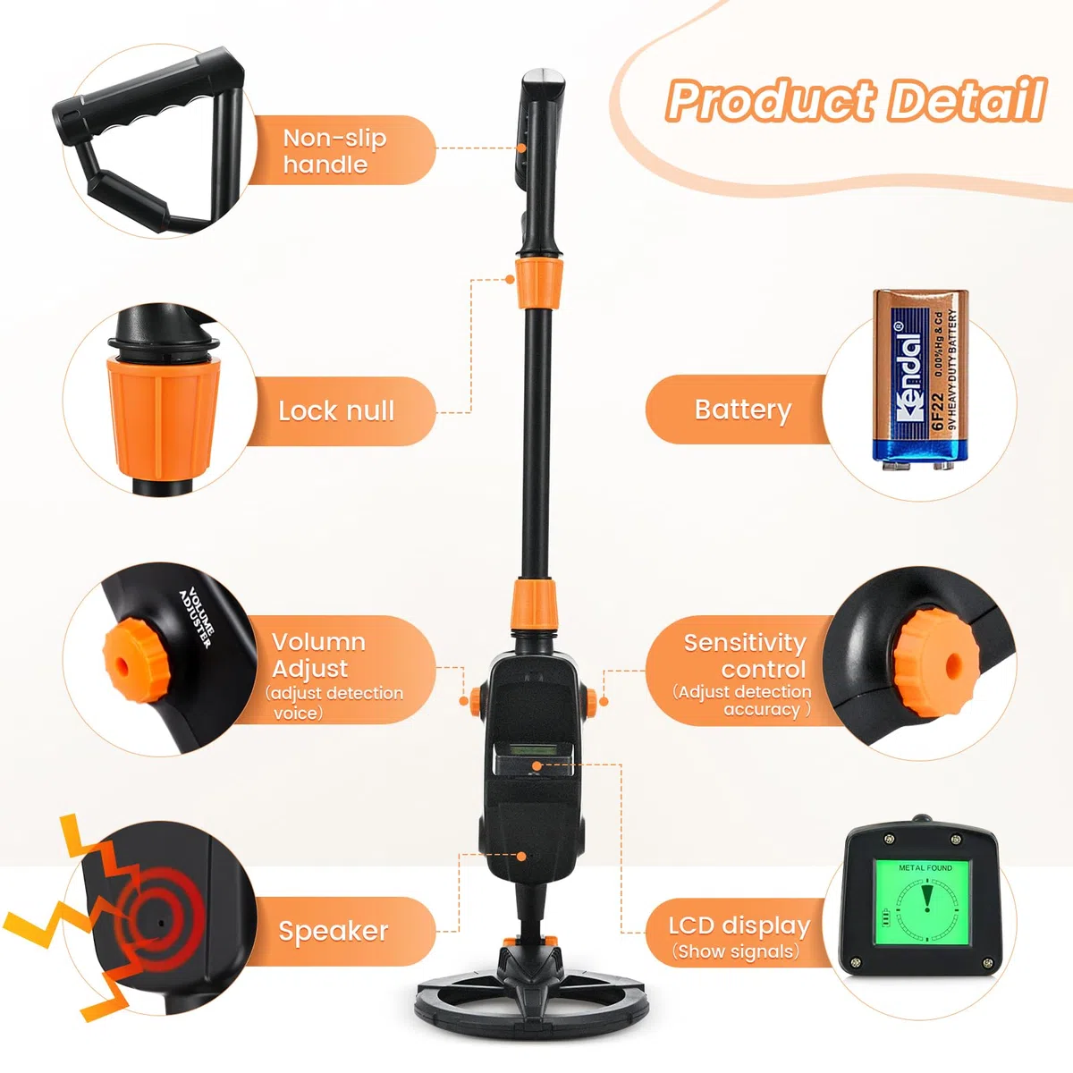 Detector de Metales Niños, Sunowl Detector de Metales para Niños con Pantalla LCD e Indicación de Sonido, de Alta Sensibilidad con Bobina de Búsqueda para Búsqueda de Metale