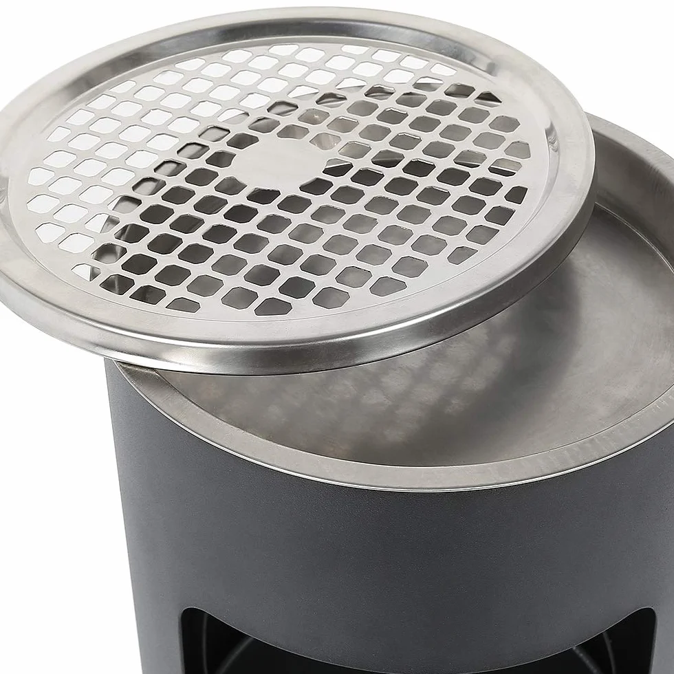 Cenicero exterior con cubo de basura de acero inoxidable de 30 litros, cubo de basura Cenicero sobre pie al aire libre disponible para hotel jardín exterior supermercado (negro, 2 piezas)