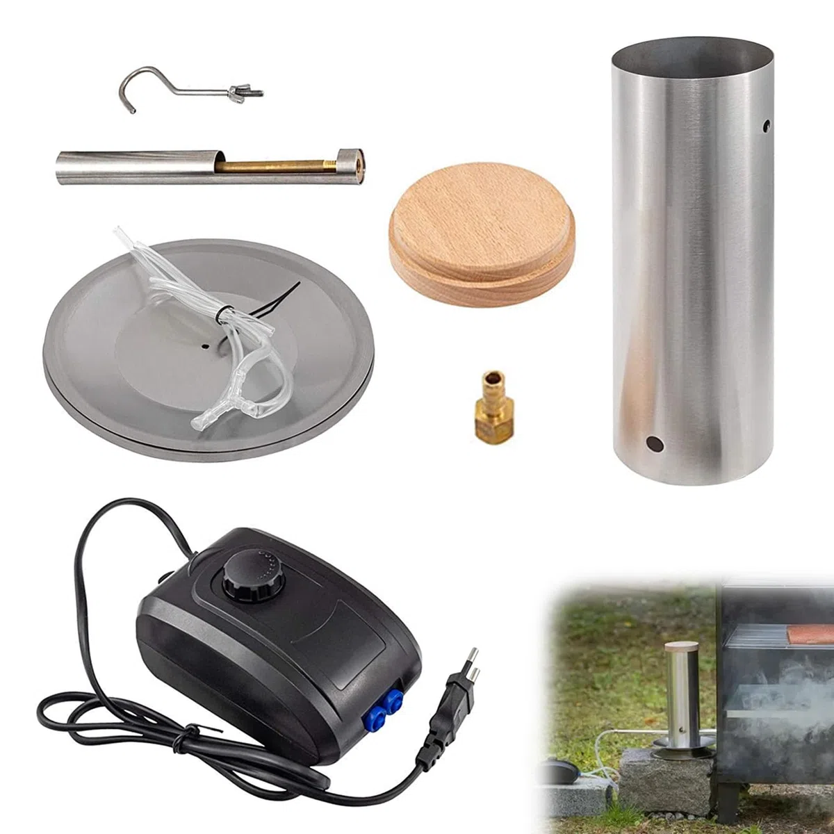 Generador De Humo FríO, Acero Inoxidable Generador De Humo FríO Con Bomba Para Ahumador Para Barbacoa Ahumado En FríO De Pescado Carne Queso