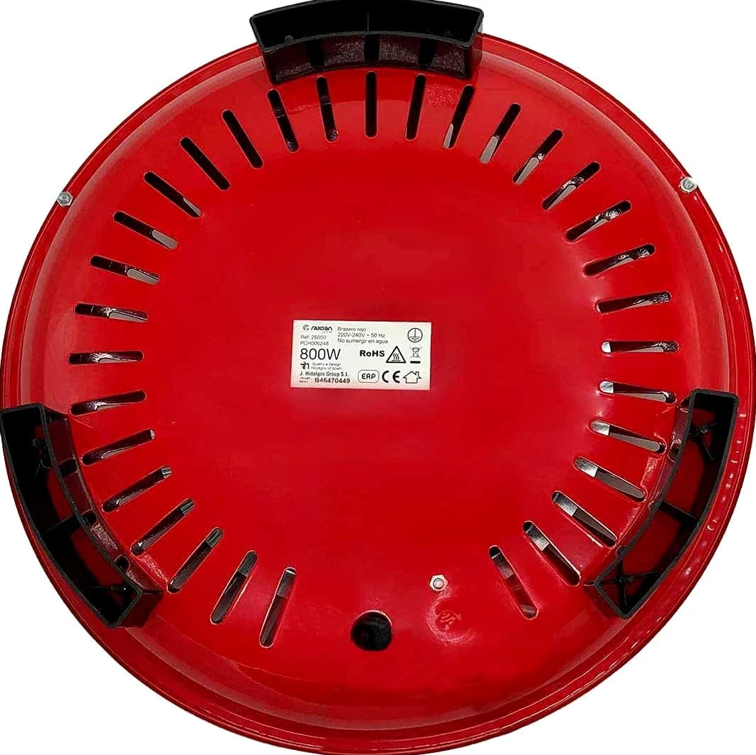 Brasero Eléctrico para Mesa y Camilla de Metal Rojo Brasero Eléctrico Interior Bajo Consumo 3 Niveles de Potencia 300/500W/800W | Certificados CE y RoHS