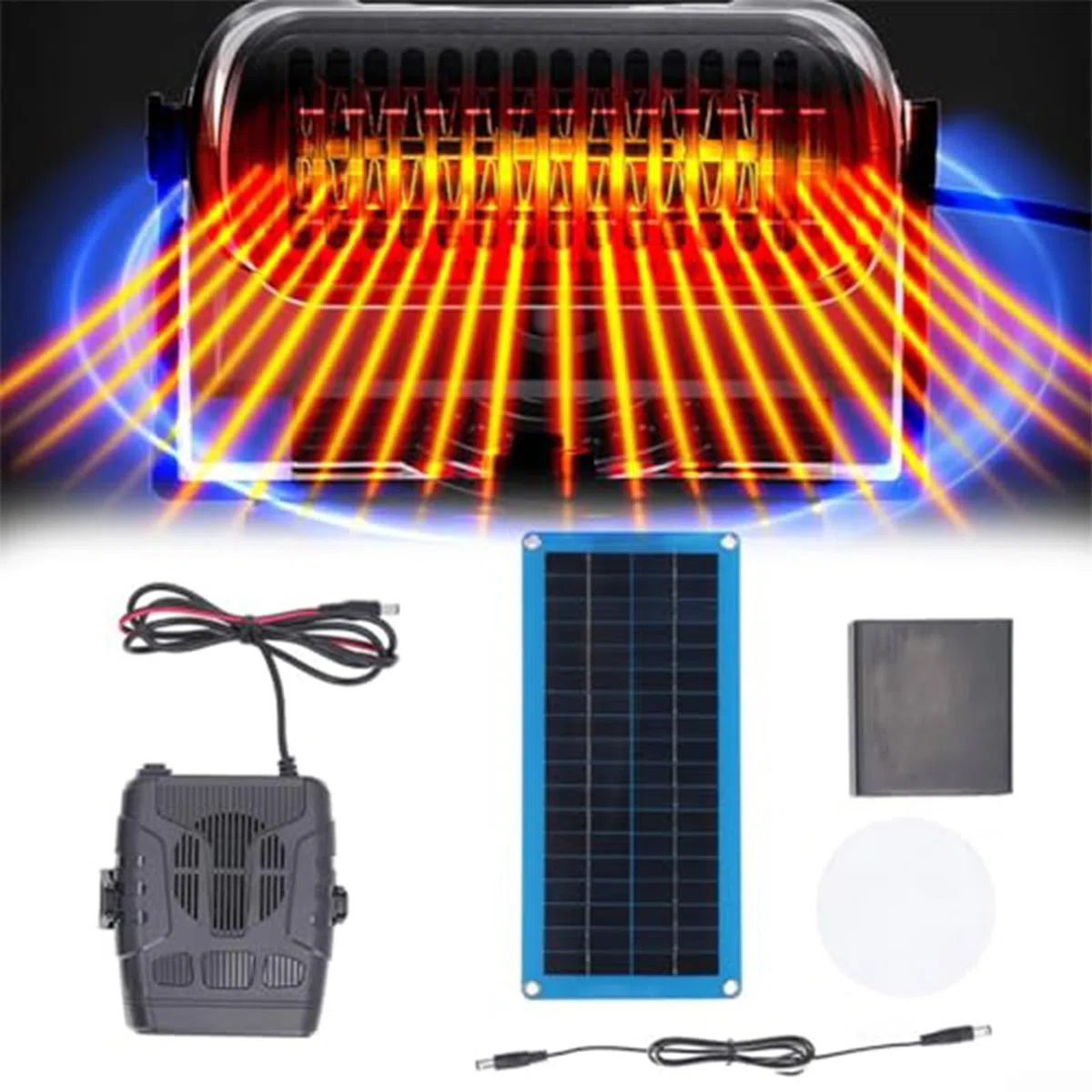 Kit de calefacción de energía renovable - Calentador solar para aves de corral, Panel de calefacción eficiente para invernadero | Ventilador y desempañador portátil para coche, Cabina de invierno, Gar