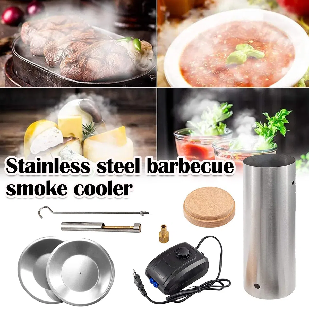 Generador De Humo FríO, Acero Inoxidable Generador De Humo FríO Con Bomba Para Ahumador Para Barbacoa Ahumado En FríO De Pescado Carne Queso