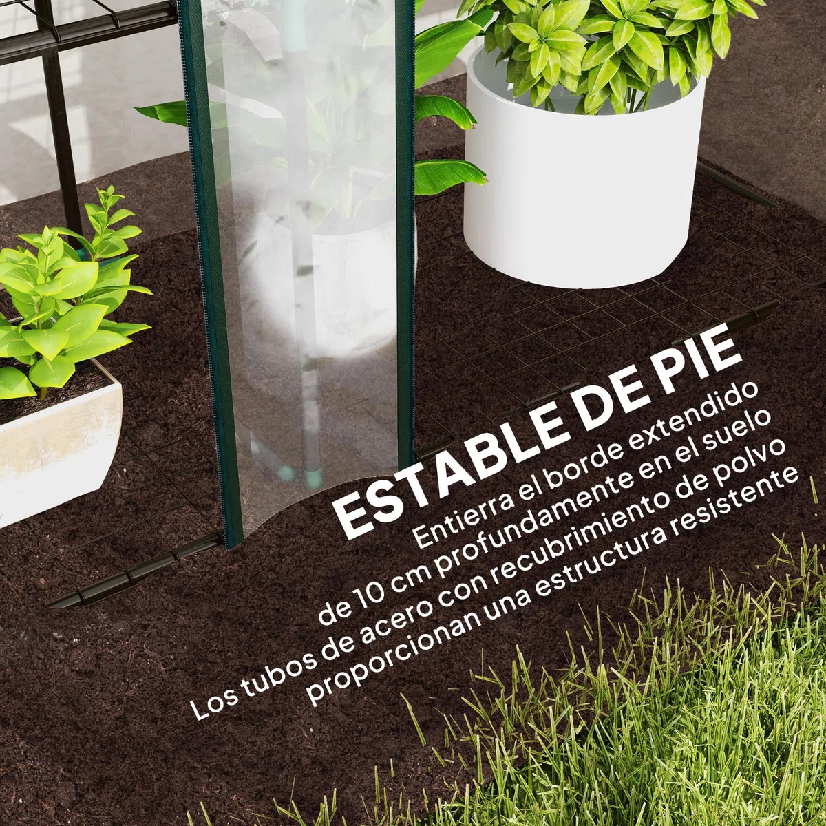 Outsunny Invernadero de Exterior de 3 Niveles Invernadero de Jardín con 9 Estantes Puerta Enrollable con Cremallera Marco de Acero Cubierta de PE 140g/m² Anti-UV para Terraza 215x46x151cm Transparente