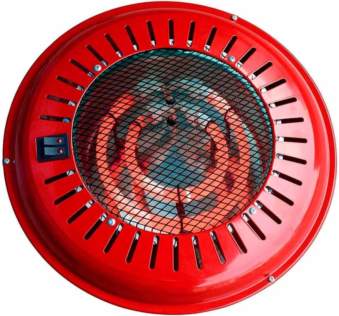 Brasero Eléctrico para Mesa y Camilla de Metal Rojo Brasero Eléctrico Interior Bajo Consumo 3 Niveles de Potencia 300/500W/800W | Certificados CE y RoHS