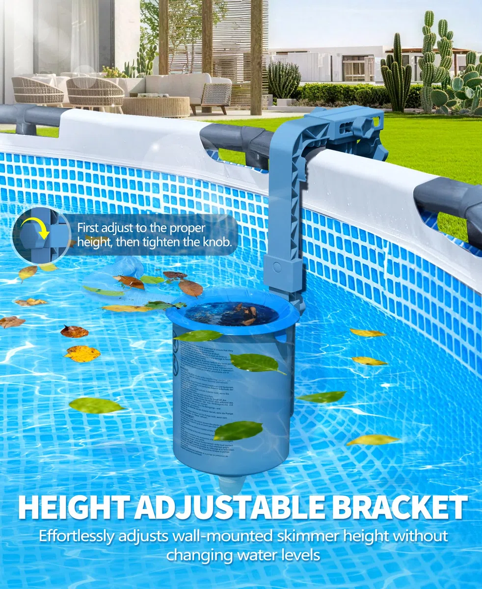 LanOcean Skimmer Piscina Desmontable, Altura Regulable Kit Skimmer Superficie Piscina, Pool Surface Skimmers Colgante con Canasta Filtrante Extraíble para Piscinas Desmontables y Piscinas Hinchables
