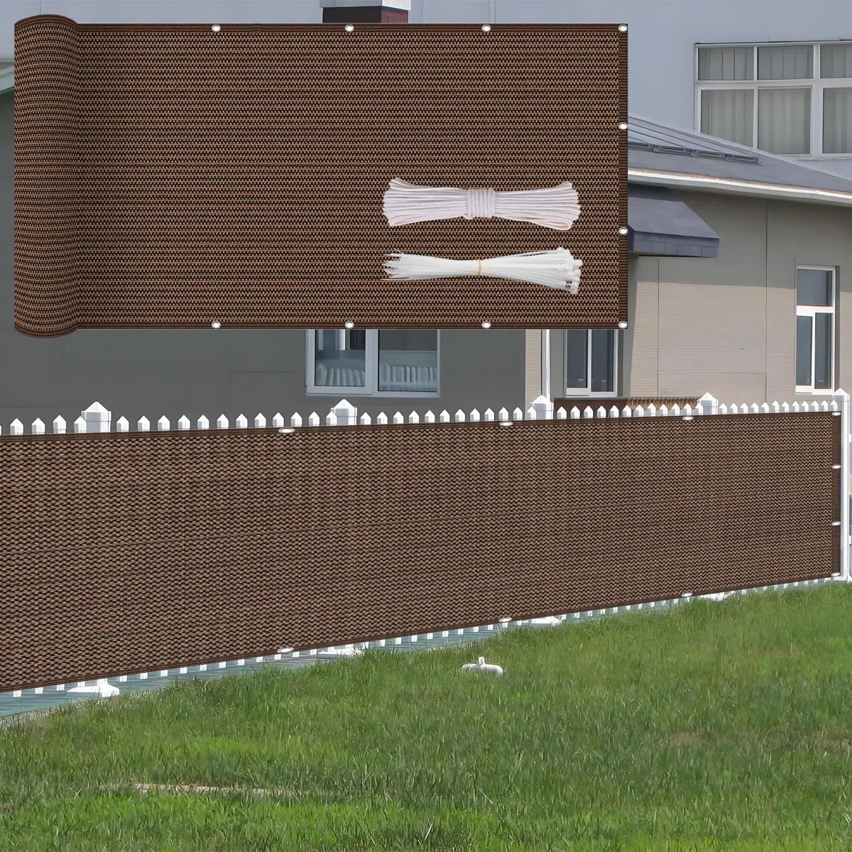 Privacidad de Balcón 50 x 200 cm HDPE Protección Solar, Protección UV, Resistiente Al Viento, Transpirabilidad, HDPE Ocultacion Balcon con Ataduras para Exterior Terraza, Marrón