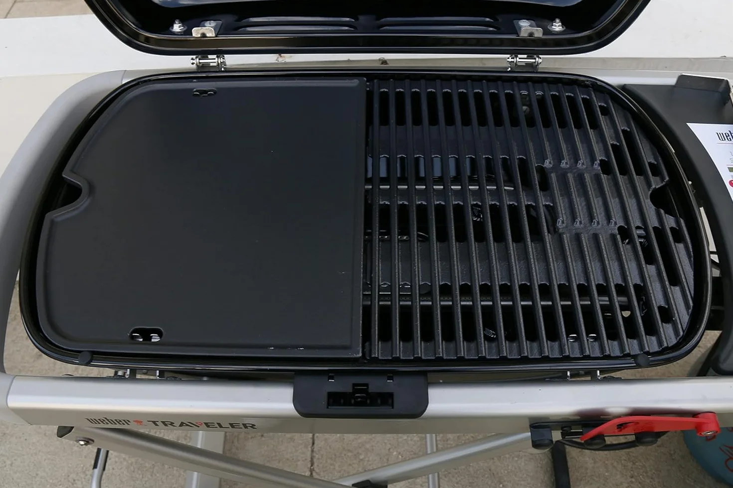 Denmay Plancha de hierro fundido para Weber Traveler Compact, parrilla de gas portátil, placa de fundición para exteriores, pieza de repuesto para Weber Traveler Compact, placa de parrilla de repuesto