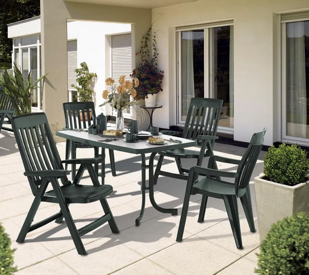 Sieger 153/W - Mesa de Comedor para Exterior (Acero), Color Blanco, 150 x 90 cm