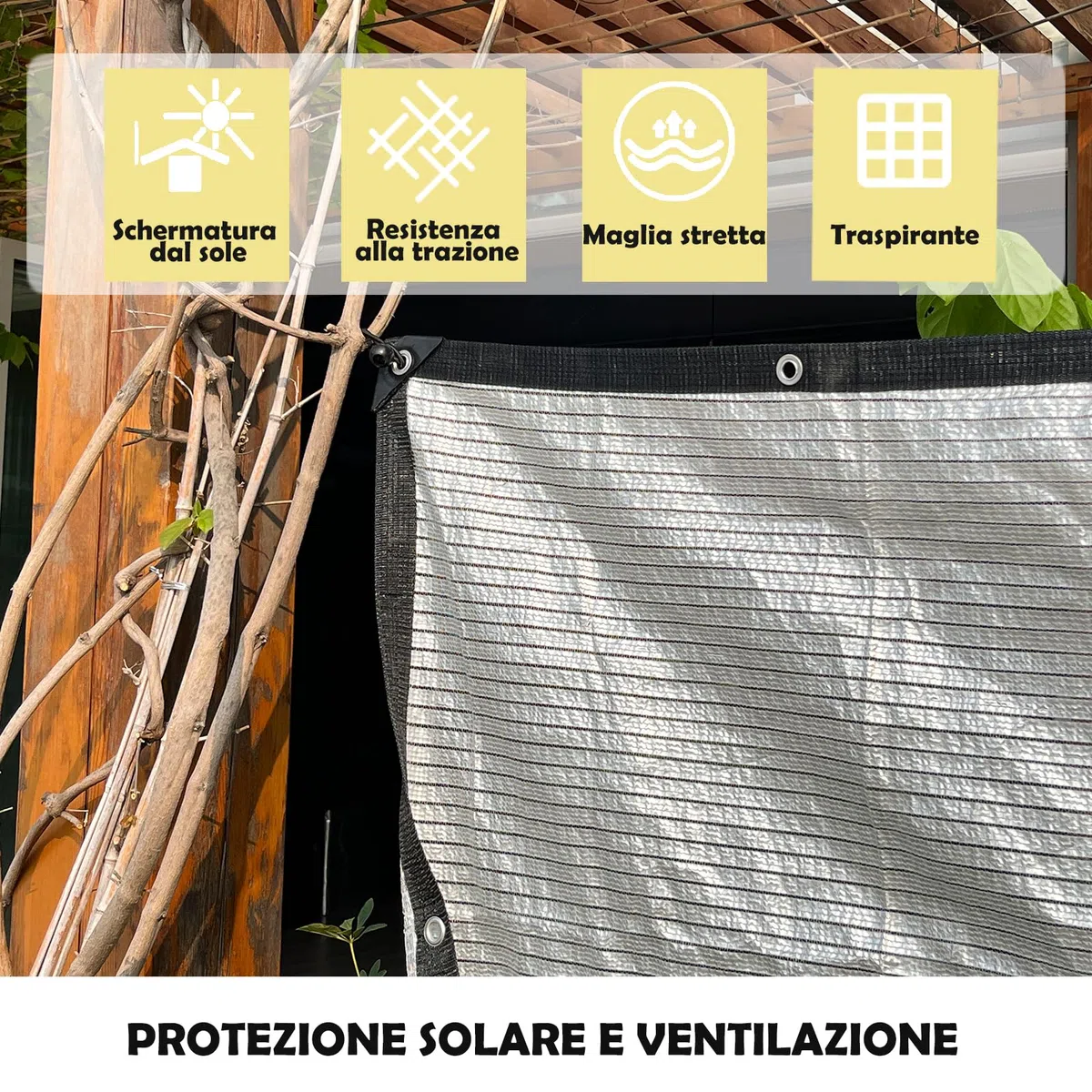 BeGrit Red de Sombra de Aluminio 75% Tela Aluminio para Sombra Coche Malla Sombra con Ojales Tela Cobertura Reflectante Aluminio Tela Reflejante Sol para Perros Jardín Patio balcón Campame 2x2m