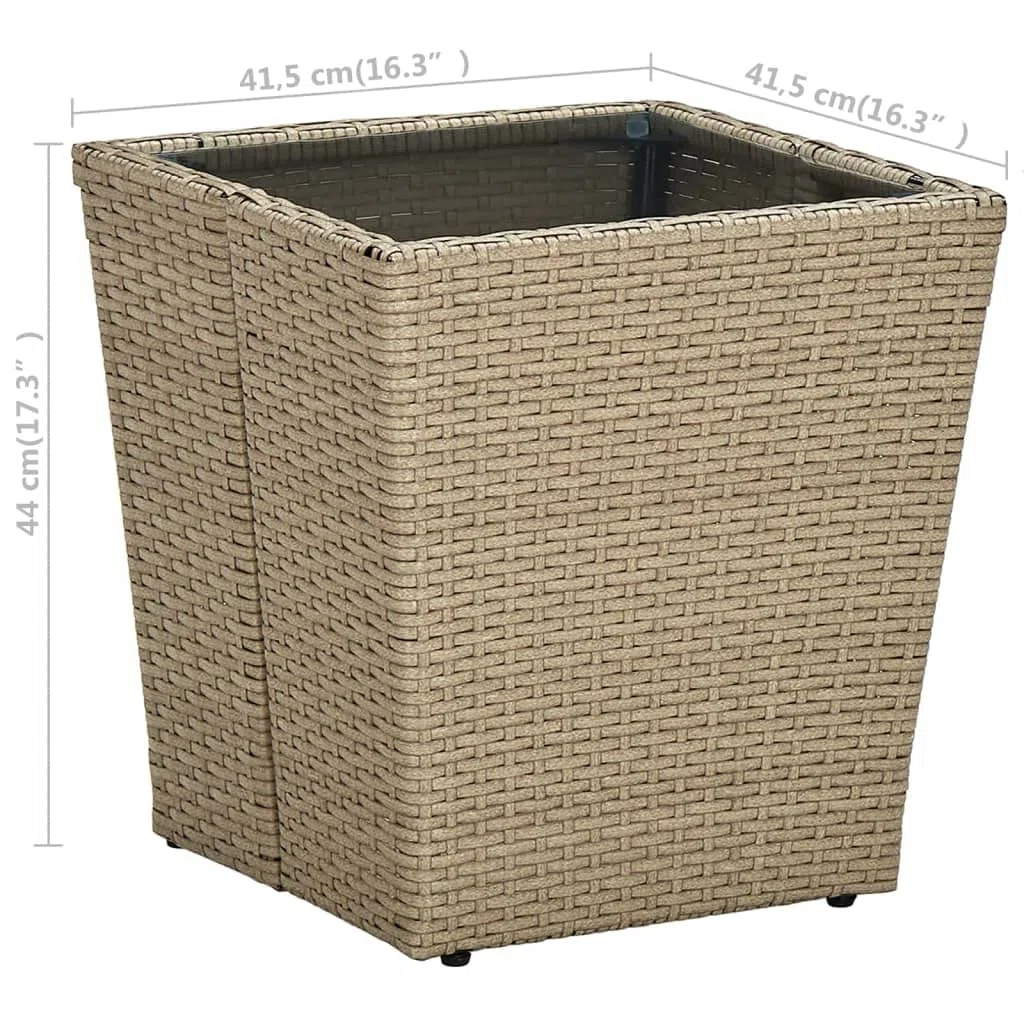 vidaXL Mesa de Centro Auxiliar Consola Mesita Salón Lateral Té Café Sofá Hogar Sala de Estar Mobiliario Muebles de Ratán PE Vidrio Templado Beige