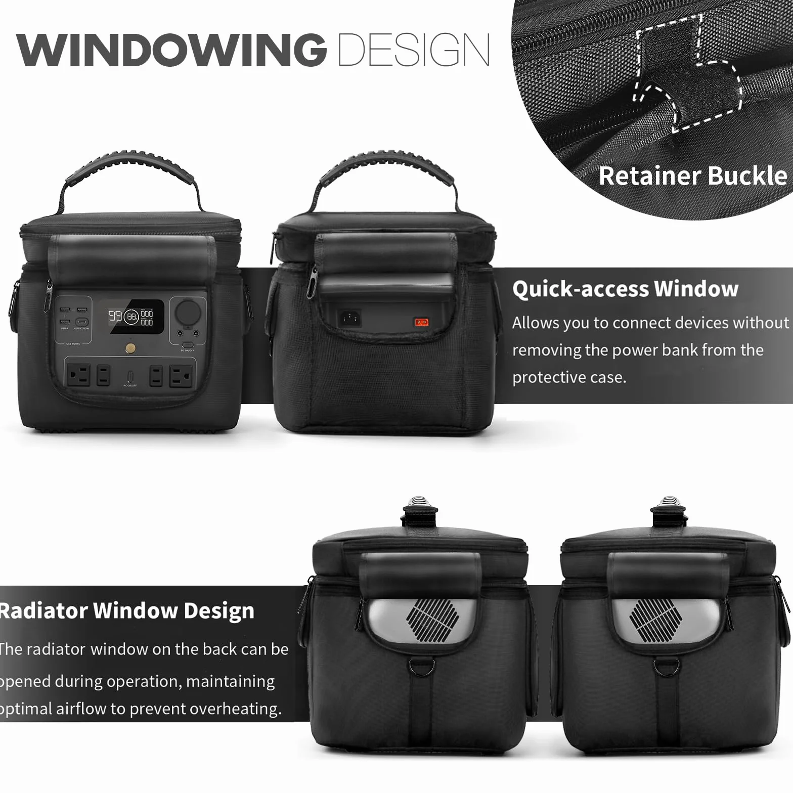 Funda de Transporte Compatible con la Central eléctrica portátil ECOFLOW River 2 MAX, Bolsa de Almacenamiento de Viaje con Ventanas con Cremallera para generador, Cable de Carga y