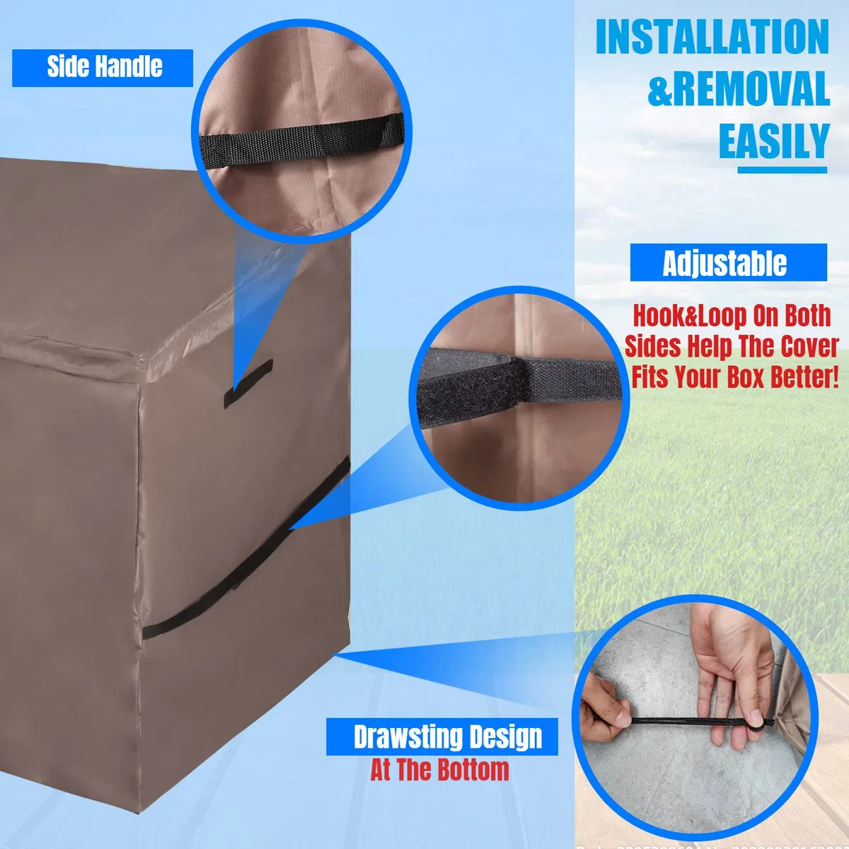 Cubierta impermeable para cobertizo de jardín, fundas de caja de almacenamiento al aire libre con parte superior inclinada de apertura rápida, compatible con la serie Store It Out, Oxford