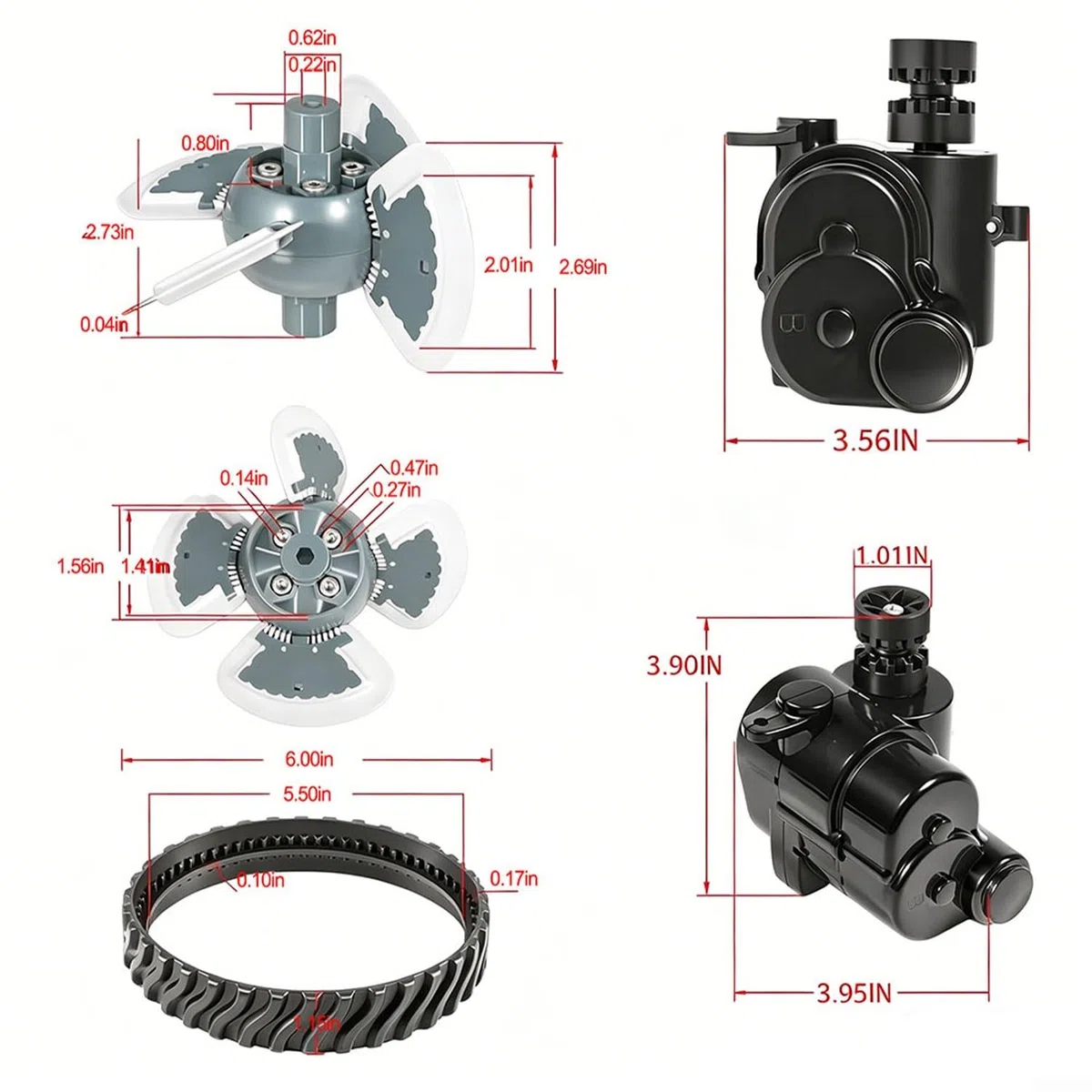 NexRen Kit de afinación de repuesto para Zodiac para limpiadores de piscina BARACUDA MX8 MX6, incluye turbina R0524900 R0526100 pistas R0525100 ejes R0524700 R0524800