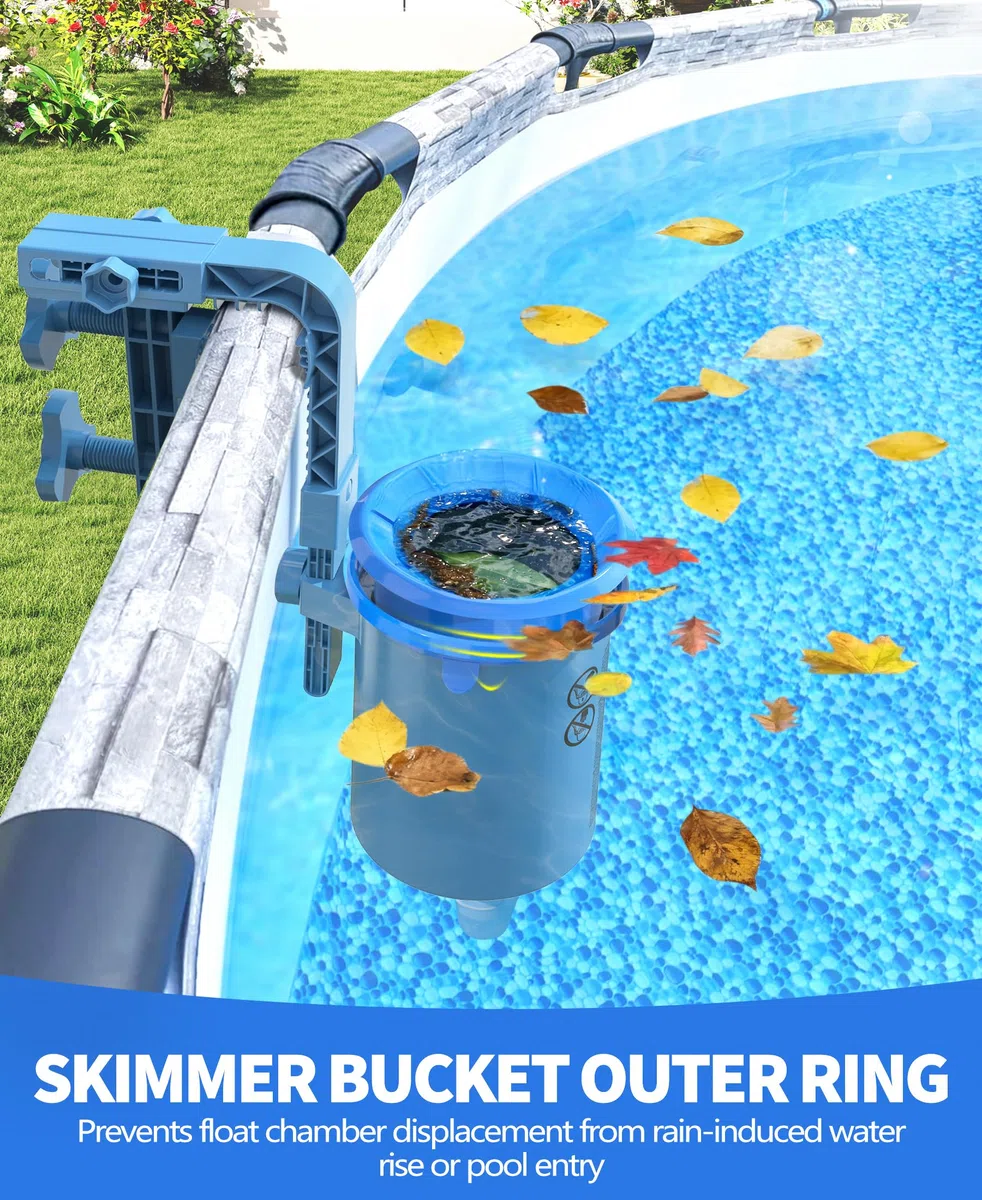 LanOcean Skimmer Piscina Desmontable, Altura Regulable Kit Skimmer Superficie Piscina, Pool Surface Skimmers Colgante con Canasta Filtrante Extraíble para Piscinas Desmontables y Piscinas Hinchables