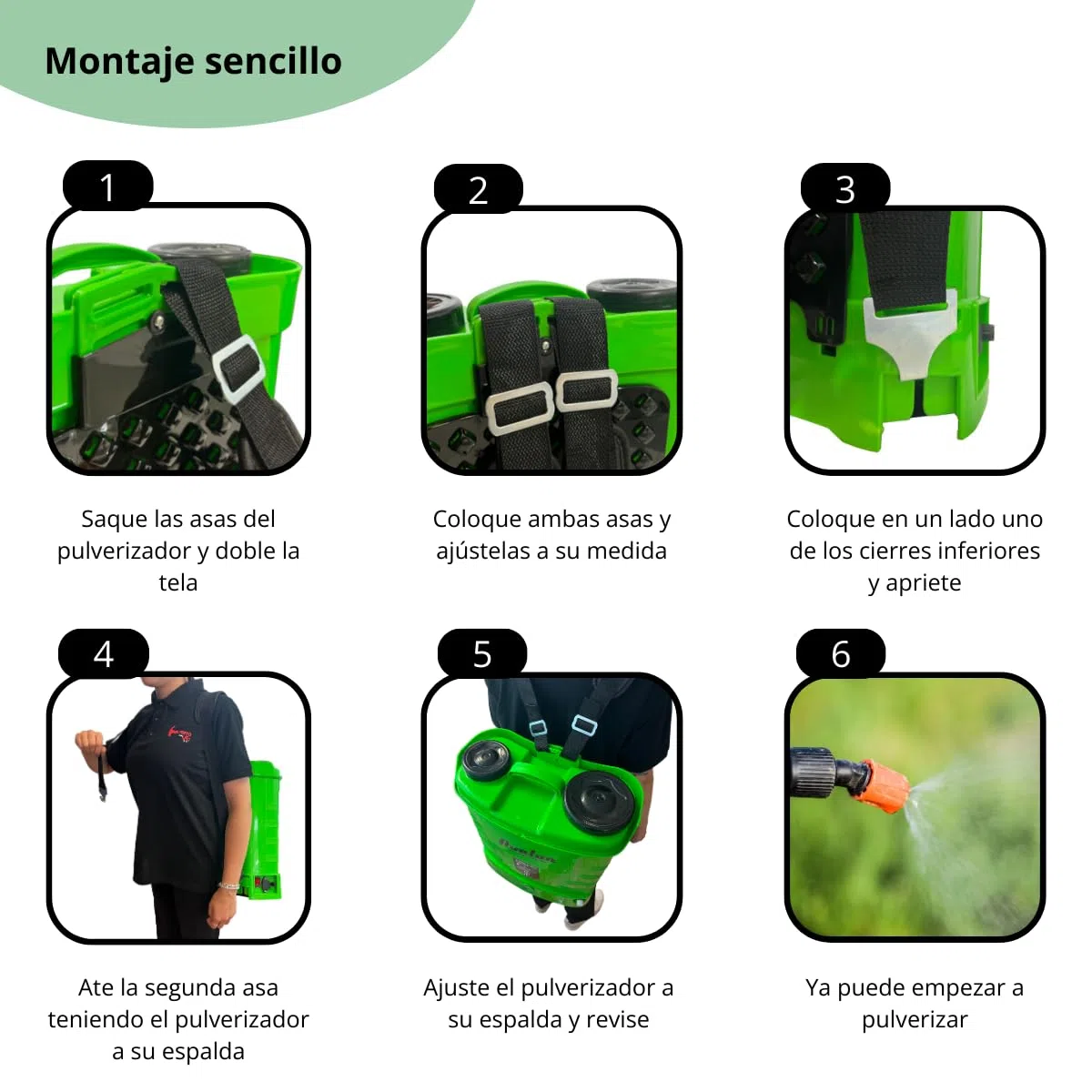 Avalon - Pulverizador de Mochila a Presión con Batería Recargable, Tanque 16L, Lanza INOX Verde. Incluye arnés, Cargador y Set de boquillas de pulverizado