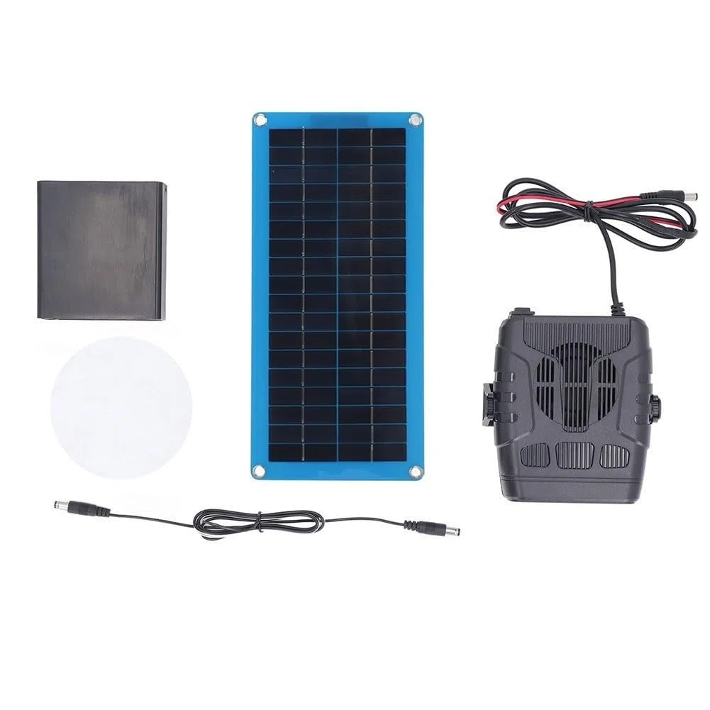 QOXEZY Calentador solar para gallineros, casas de perros e invernaderos pequeños, soplador de aire caliente portátil alimentado por energía solar para mascotas y plantas