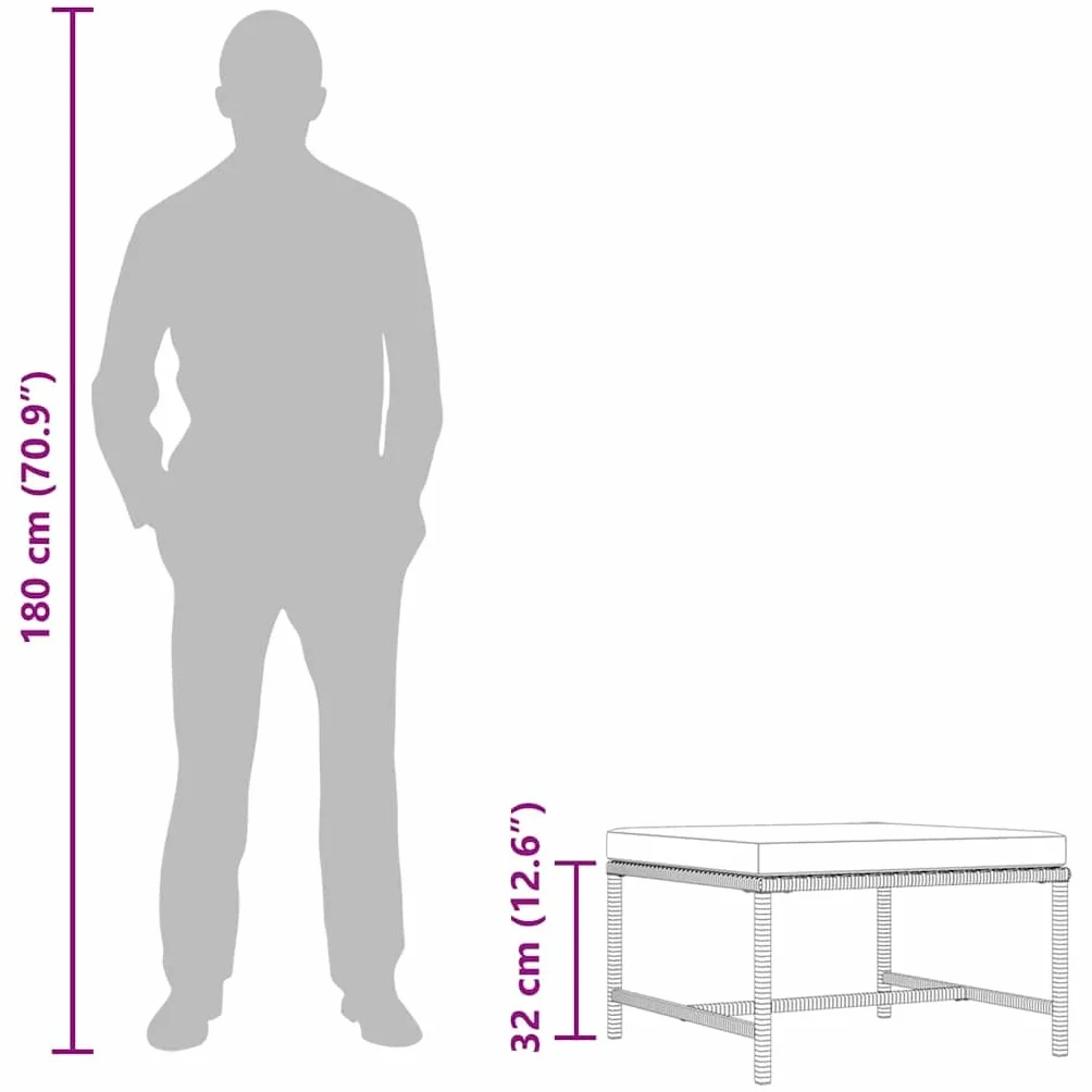 vidaXL Reposapies Seccional con Cojín Taburete Otomana Jardín Asiento Sala de Estar Salón Terraza Patio Exterior Balcón de Ratán Sintético Negro