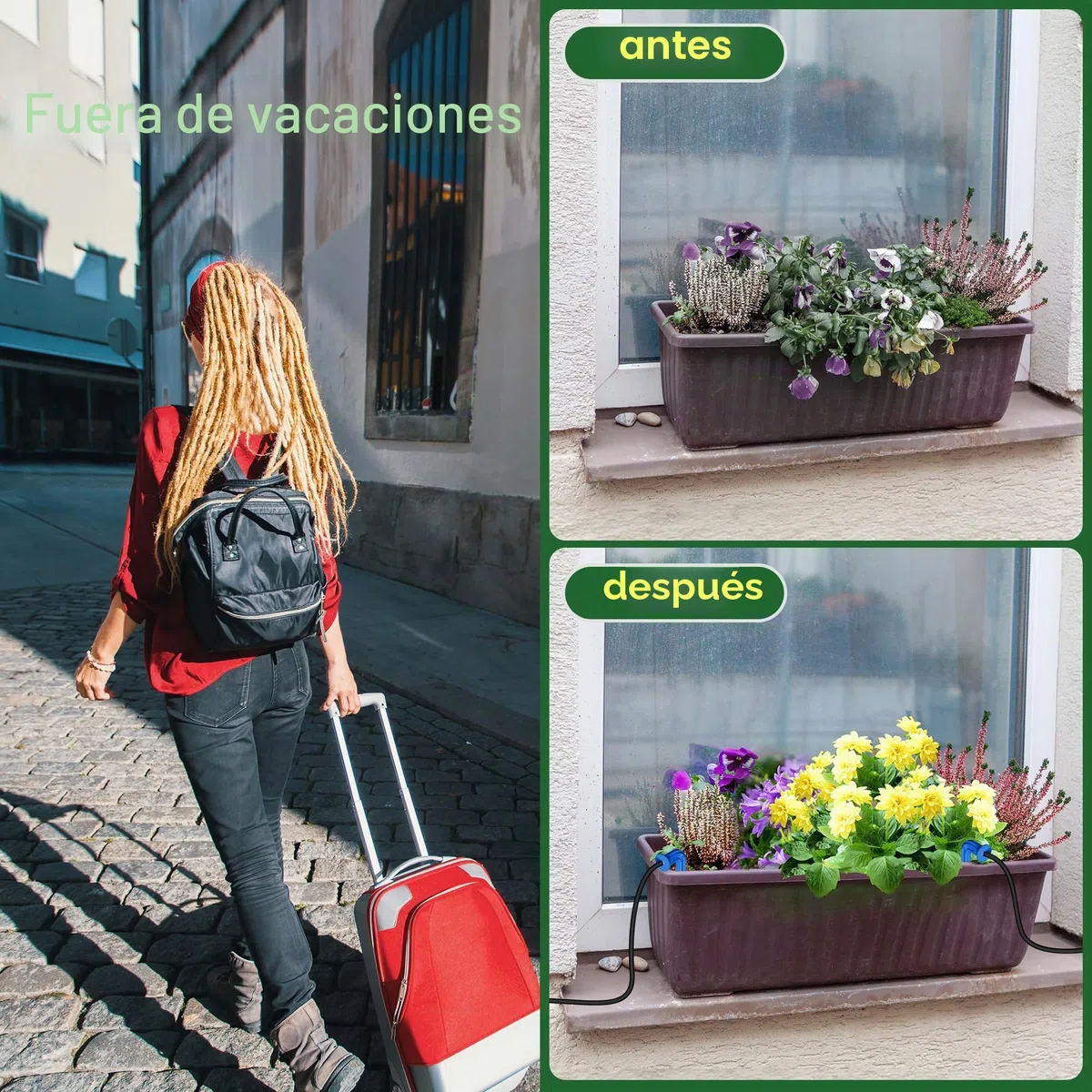Biling Sistema de riego solar para balcón, 15 m, sistema de riego solar para jardín, 4W 2200mAh sistema de riego solar, sistema de riego solar para jardín, plantas, invernadero, vacaciones