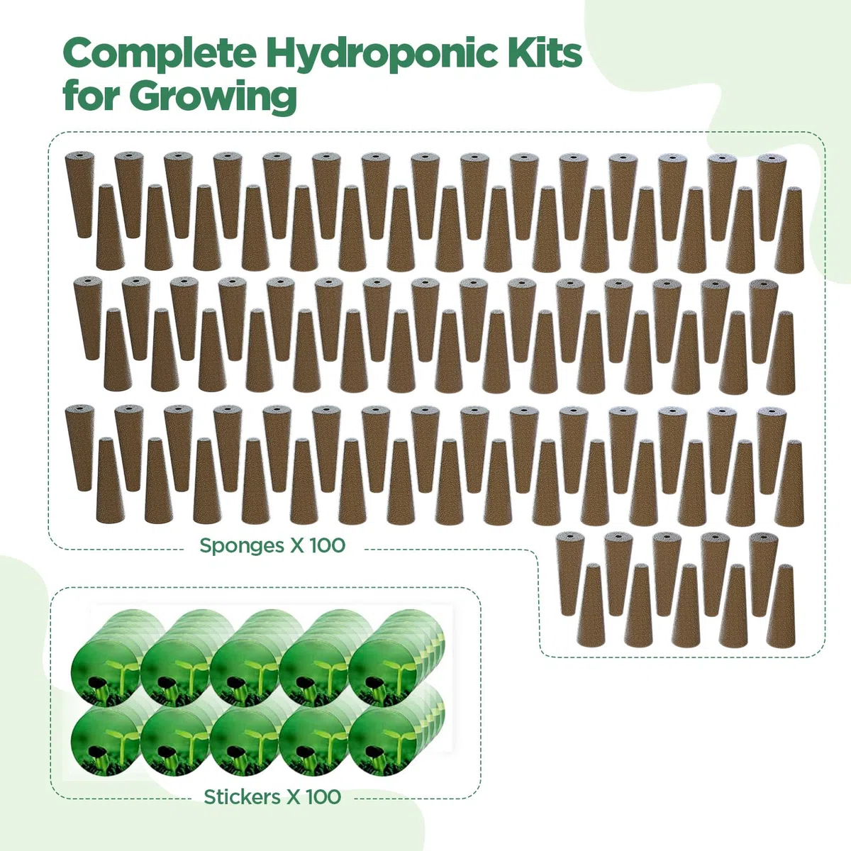LETPOT Kits de semillas de repuesto, esponjas de cultivo de repuesto, esponjas de propagación para sistemas hidropónicos de jardín interior/exterior, paquete de 200 esponjas grises