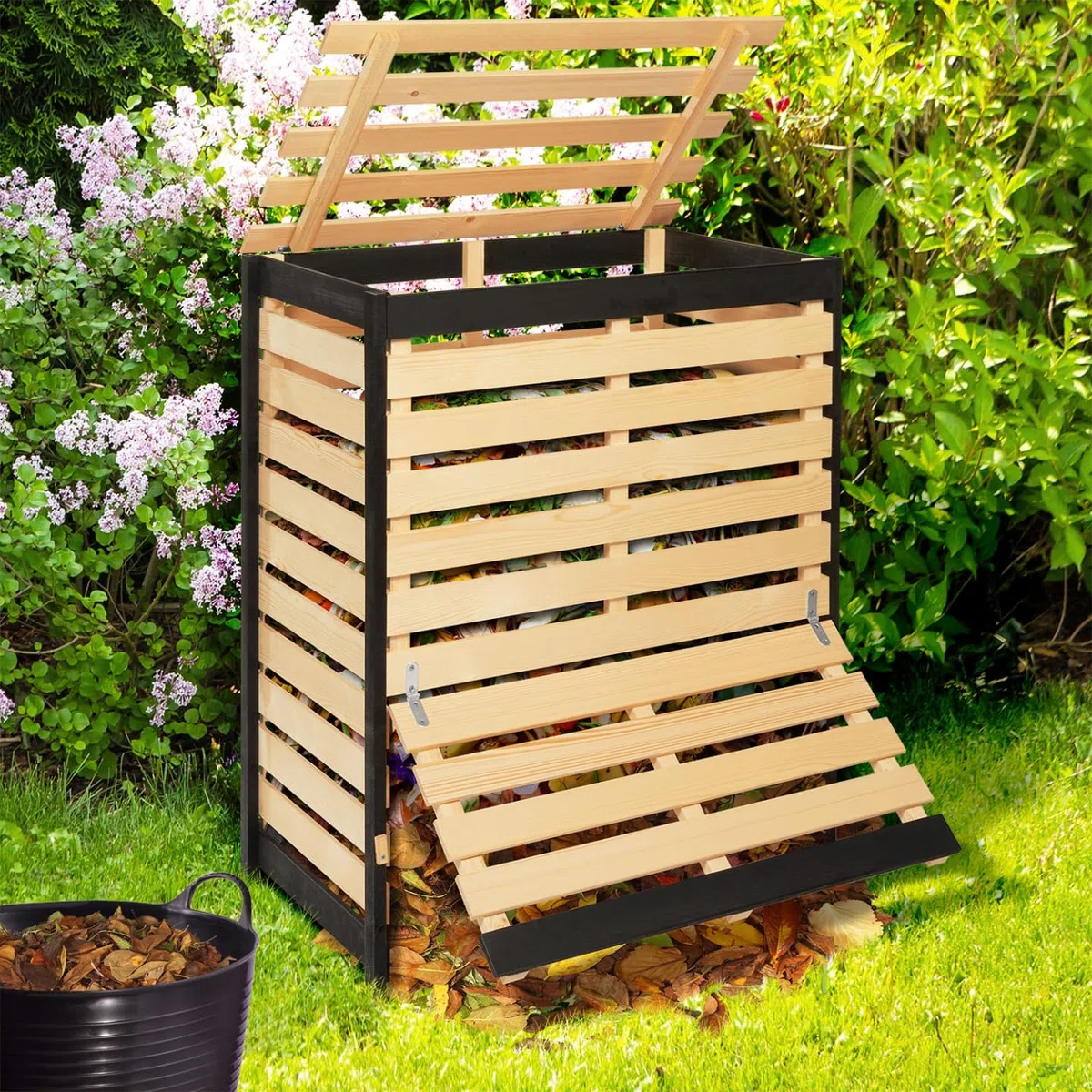 IDMarket - Cubo para residuos orgánicos en madera 360L