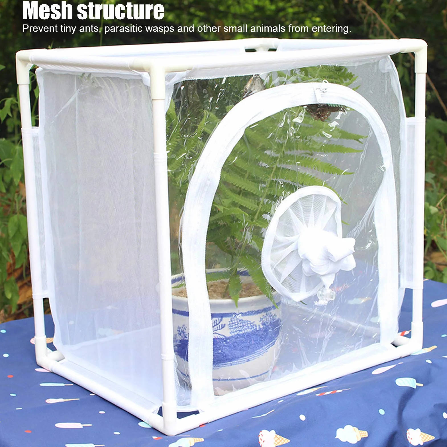 Jaula de Malla para Invernadero Jaula Antimosquitos Estructura Resistente para Cultivo Protegido Circulación de Aire Óptima Instalación Rápida y Fácil