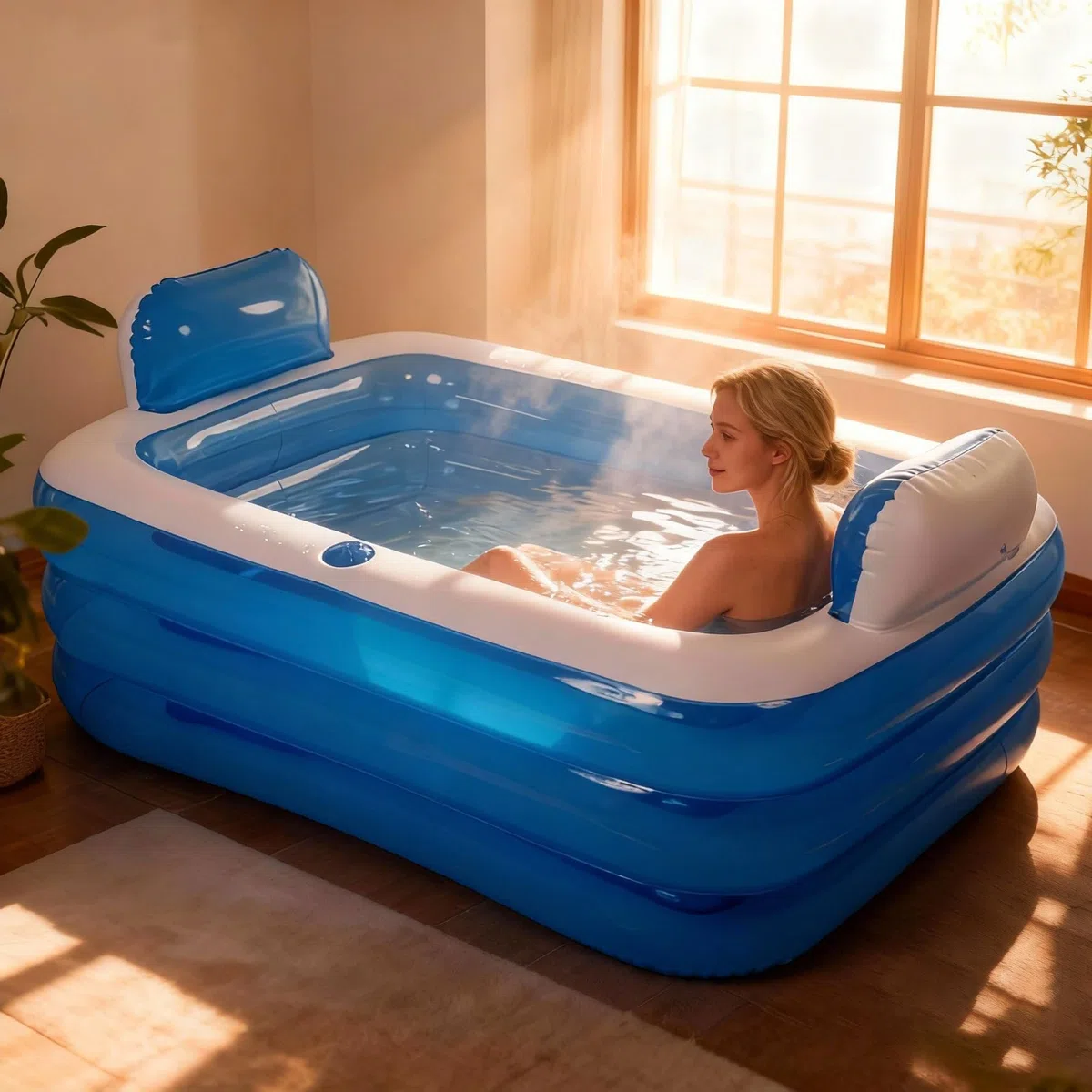 Bañera hinchable para adultos, bañera plegable SPA para ducha, balcón y jardín, incluye bomba eléctrica, inflable rápida y fácilmente