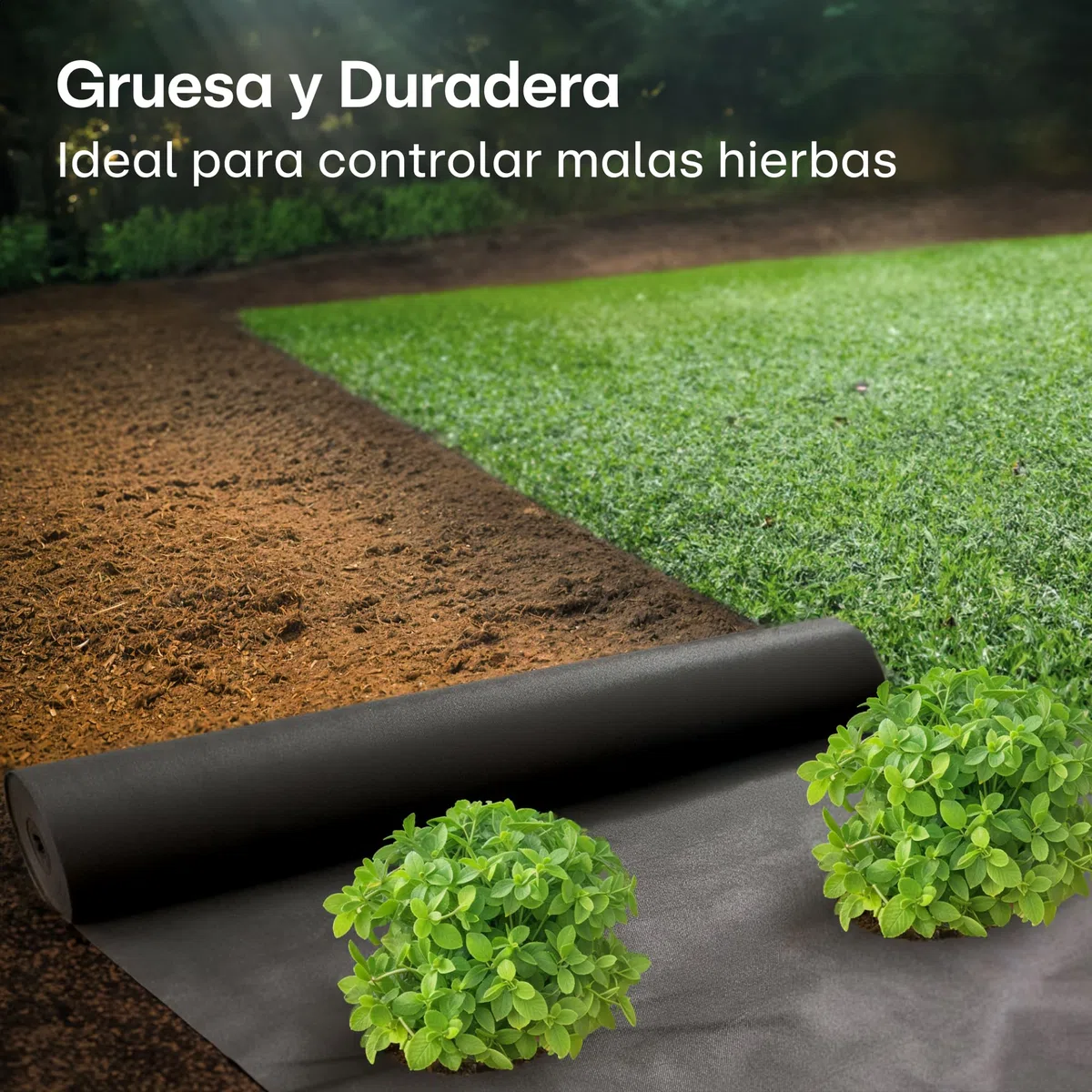Praknu Malla Antihierbas Huerto - Tela 100g/m2-50m2 en Rollo - con 24 Grapas de Sujeción - Permeable & Resistente - Estable Ante UV - para Jardin - Negro