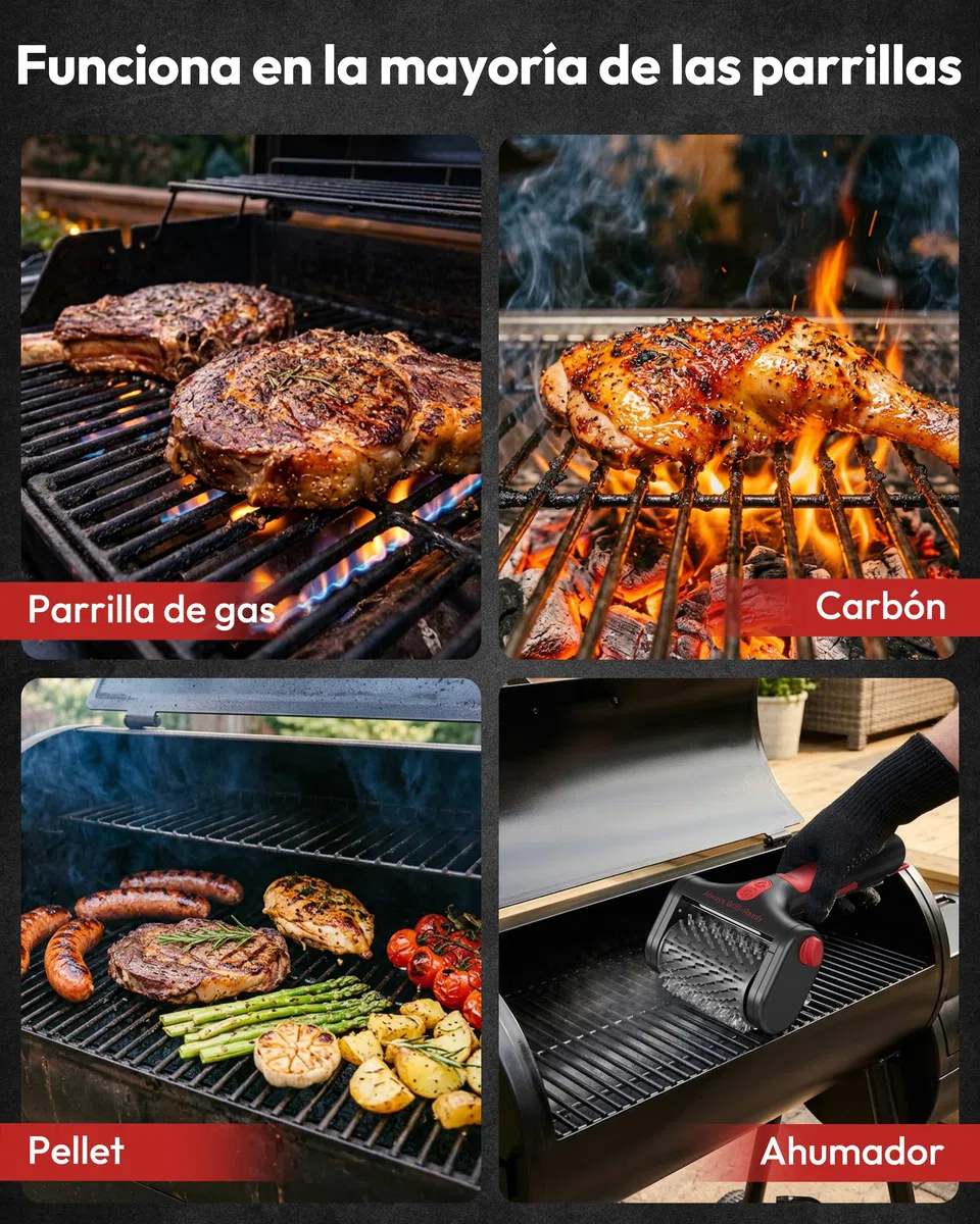 Cepillo eléctrico para barbacoas Yeeke, Limpiador eléctrico inalámbrico Recargable de Dos velocidades con batería de 4000 mAh, Cabezal de Acero Inoxidable 304 y luz LED, para barbacoas al Aire Libre