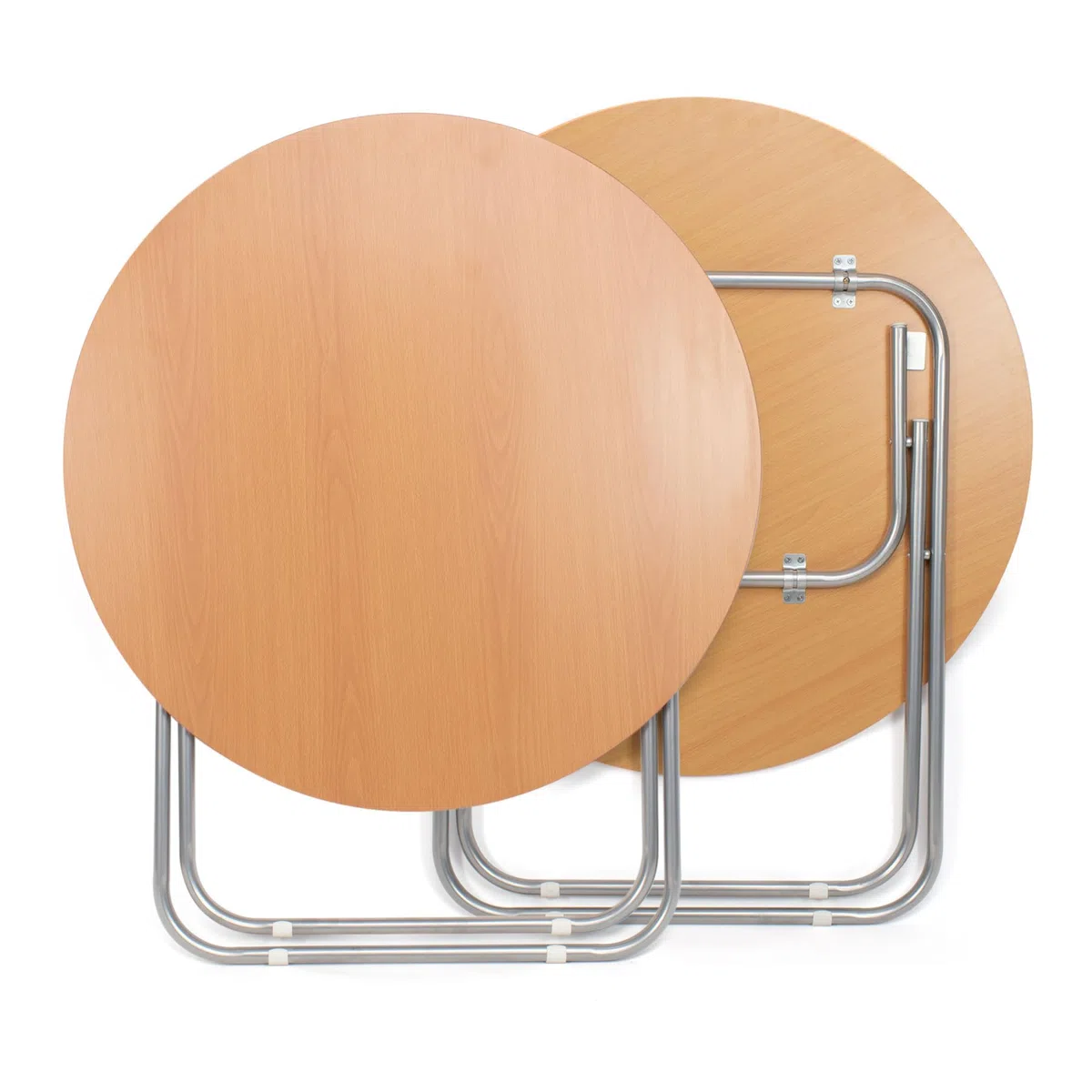 THE SECRET HOME - Mesa Cuadrada Plegable Portátil - Color Natural - 70 cm x 70 cm - Madera y Metal - Ideal para Cocina, Terraza o Jardín (D. Ø90 x Alto 70 cm)