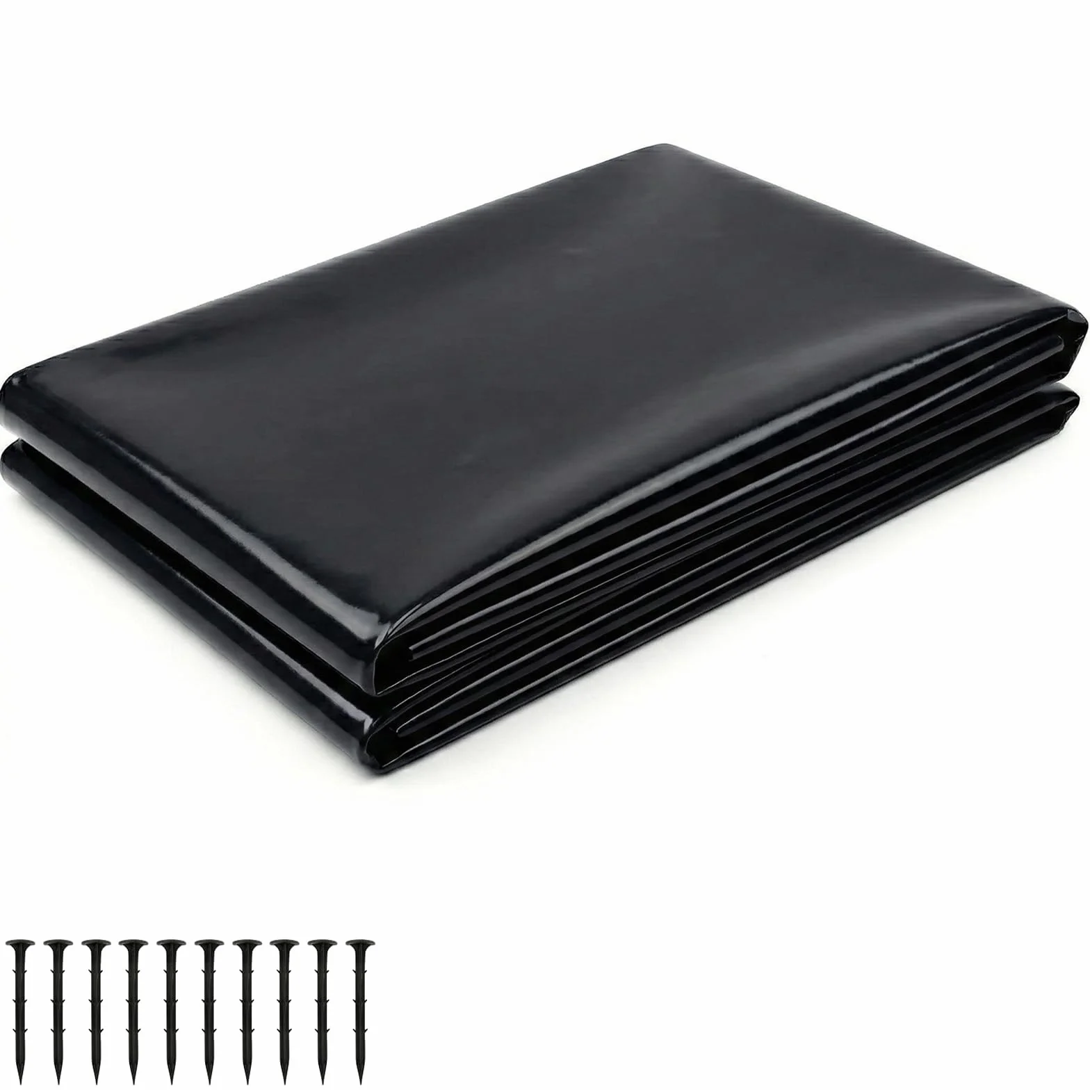 Lámina para estanque, 2 x 3 m, HDPE para estanques, cargas pesadas, 0,2 mm de grosor, lámina de sellado flexible, membrana de estanque, color negro, para estanques, jardines, estanques de