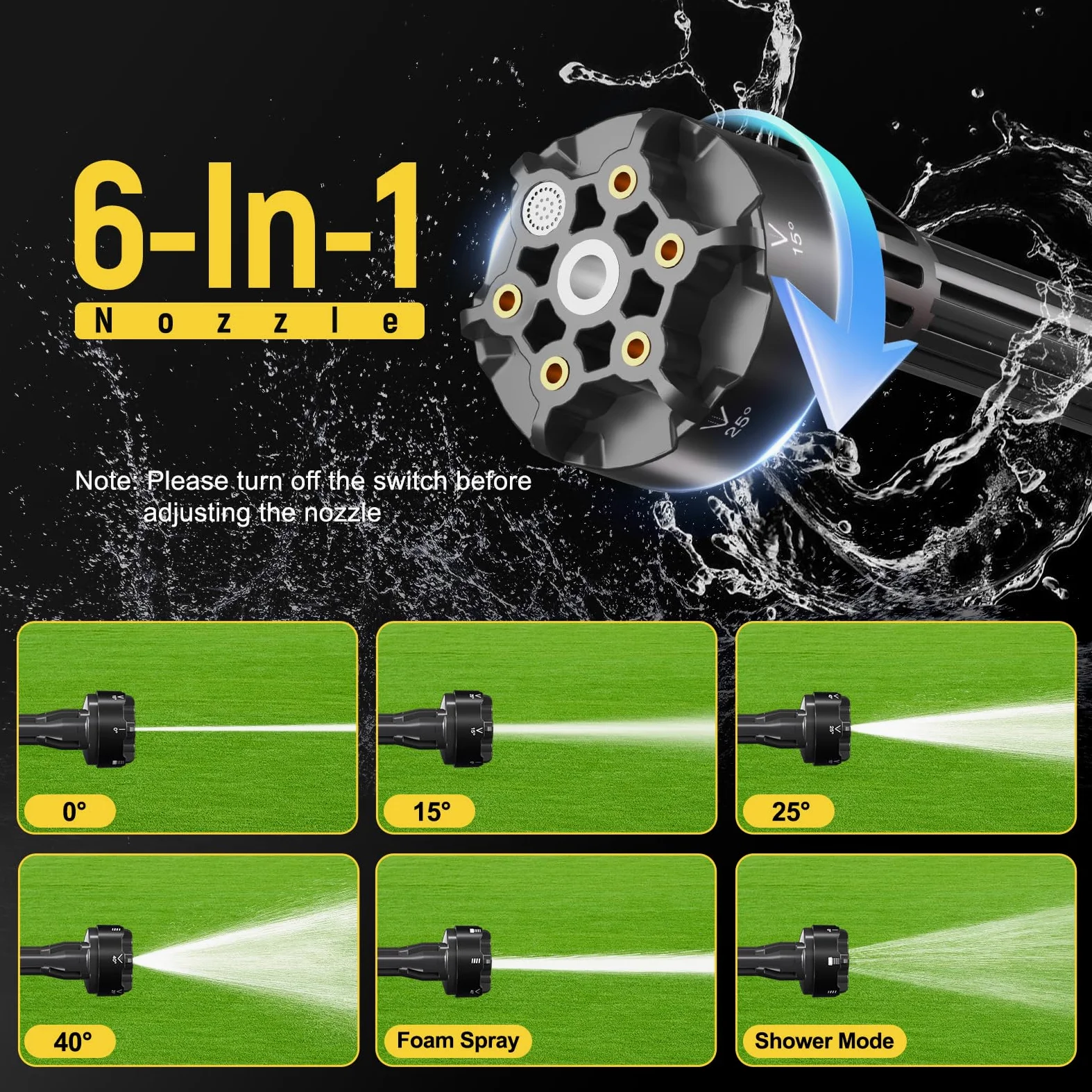 Hidrolimpiadora de Alta Presion 21V/68Bar/990PSI - 2X Batería 4000mAh - Set Completo 17 Piezas - Limpiadora Portátil Multiusos para Coche, Terraza, Jardín