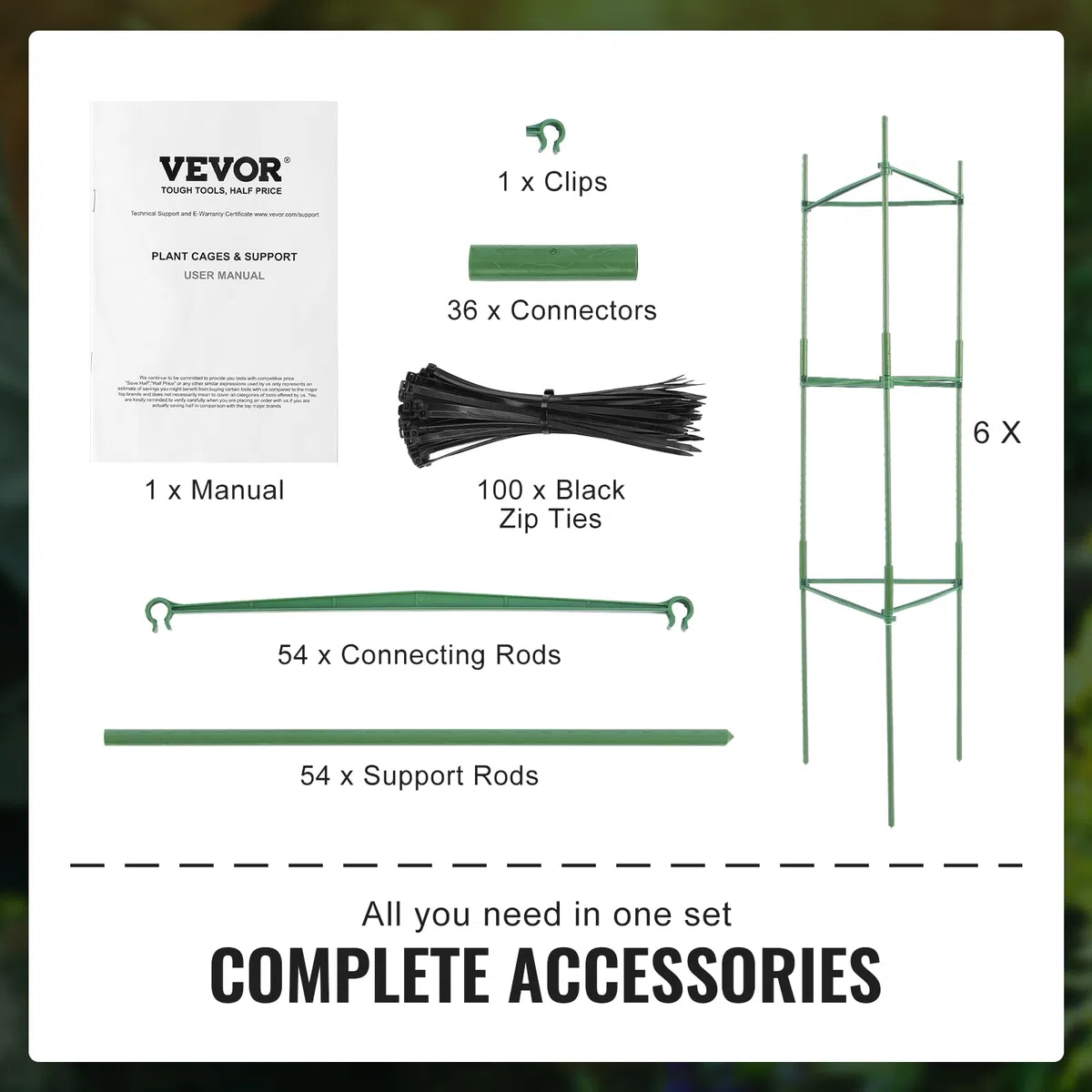 VEVOR 6 Paquetes de Jaula para Tomate Soporte para Plantas Enrejadas de Tomates de 123 cm, Jaula Apilable de Soporte para Plantas Altas para Parterres Elevados, Verduras, Flores y Plantas Trepadoras