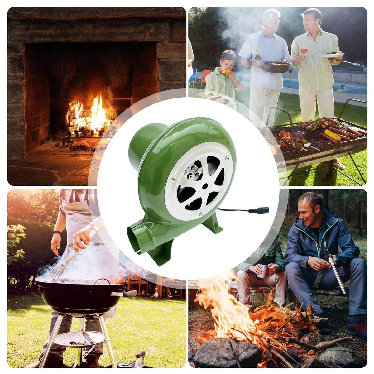 Soplador Eléctrico de Barbacoa - Ventilador de Velocidad Variable 12V - Doble Uso AC/DC Para Forja de Herrero