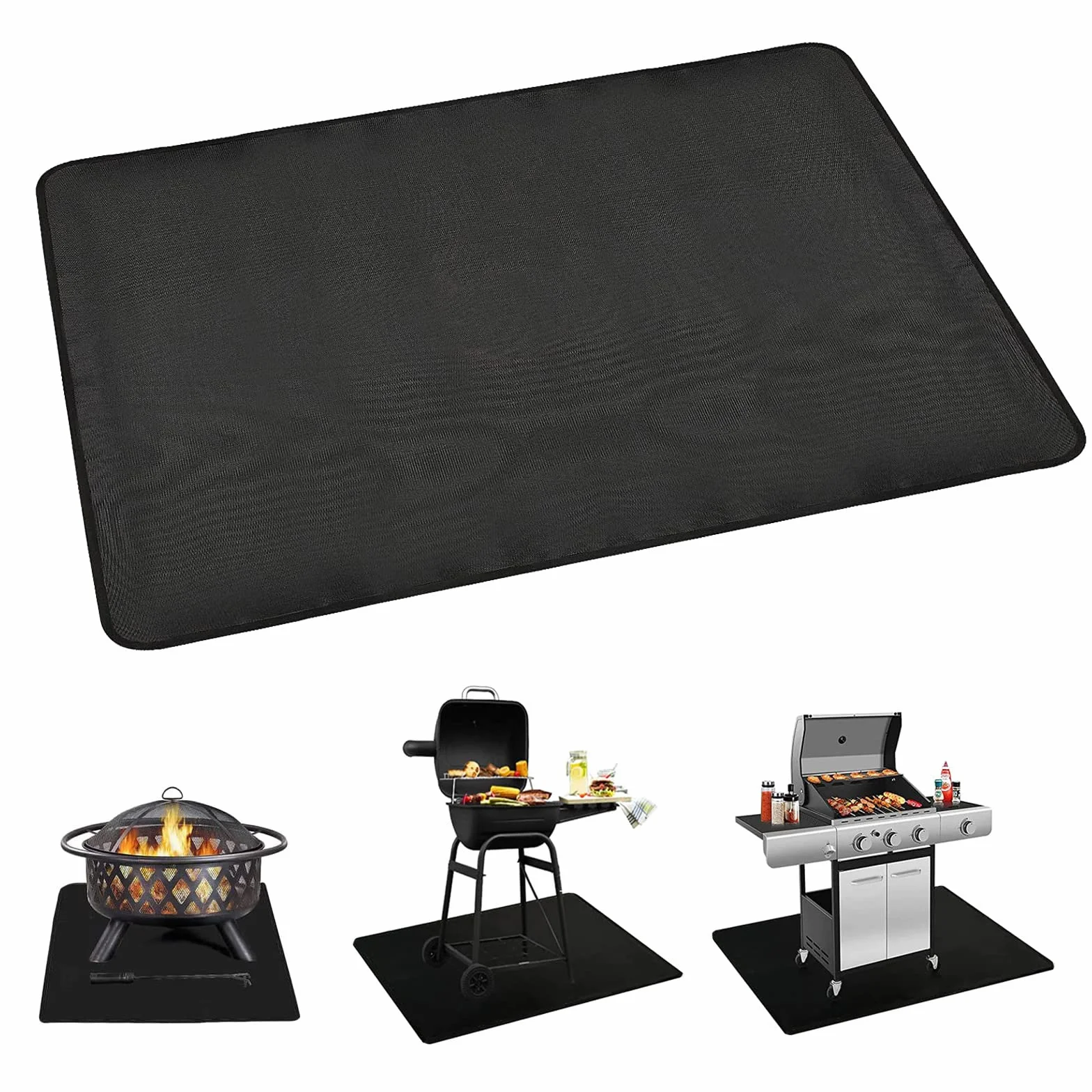 Alfombrilla Rectángulo para Fogatas Resistente al Calor Diámetro 80 * 75 CM - 3 Capas Alfombrilla Ignífuga Protectora para Barbacoa Exterior, Hoguera, Terraza, Césped, Brasero Resistente al Fuego