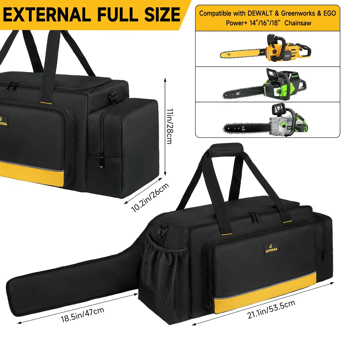 Bolsa de almacenamiento para motosierra, impermeable, plegable, compatible con Greenworks, Dewalt, EGO Power+ 35/40/45 cm y motosierras inalámbricas, color negro (solo bolsa)