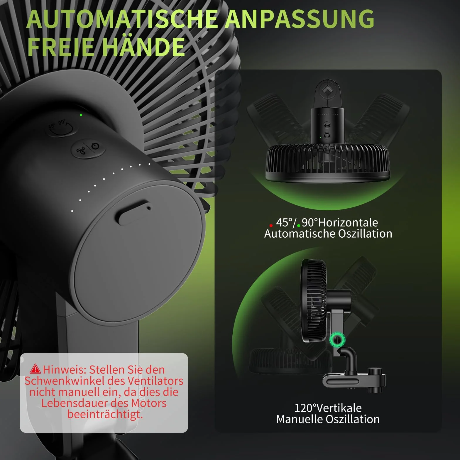 FanGoFast Clipfan/Ventilador con Clip 10W, Ventilador de Cultivo con Clip Oscilación Automática EC Motor, 10 Velocidades, para Tienda de Cultivo