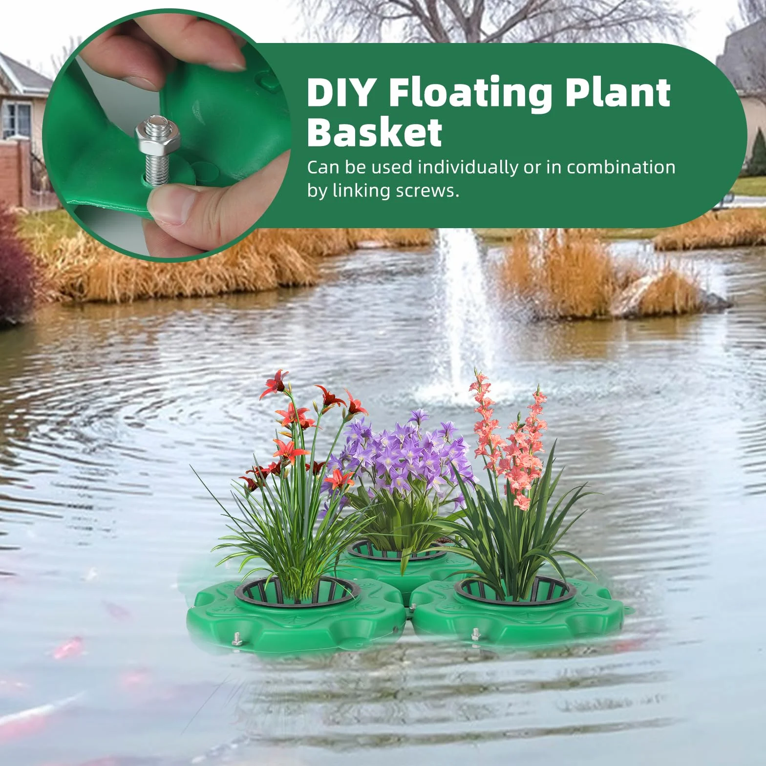 Isla flotante para estanque, maceta flotante para estanque de jardín, isla de natación, plantas de estanque, cesta de plantas, isla de estanque, isla de plantas, isla para juegos de agua, decoración