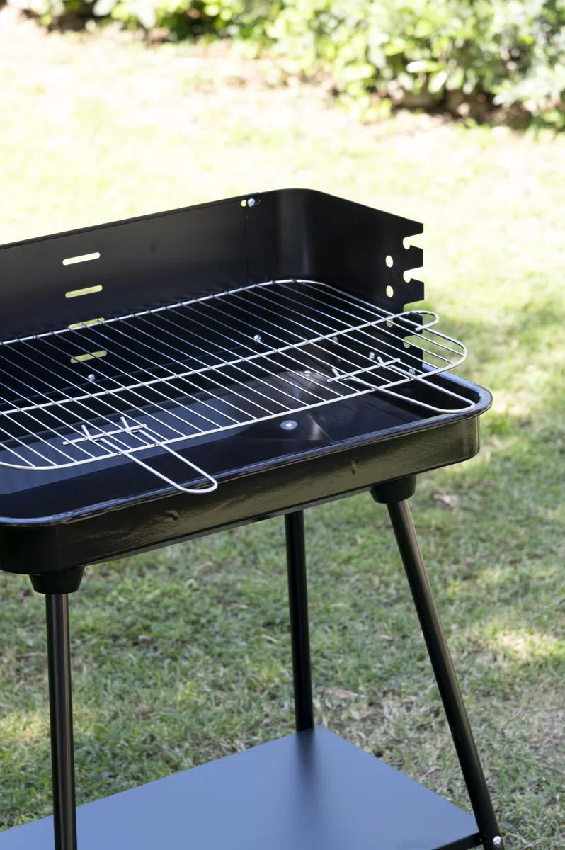 soriani Sun-Day - Barbacoa de carbón vegetal rectangular, 58 x 38 cm, color negro