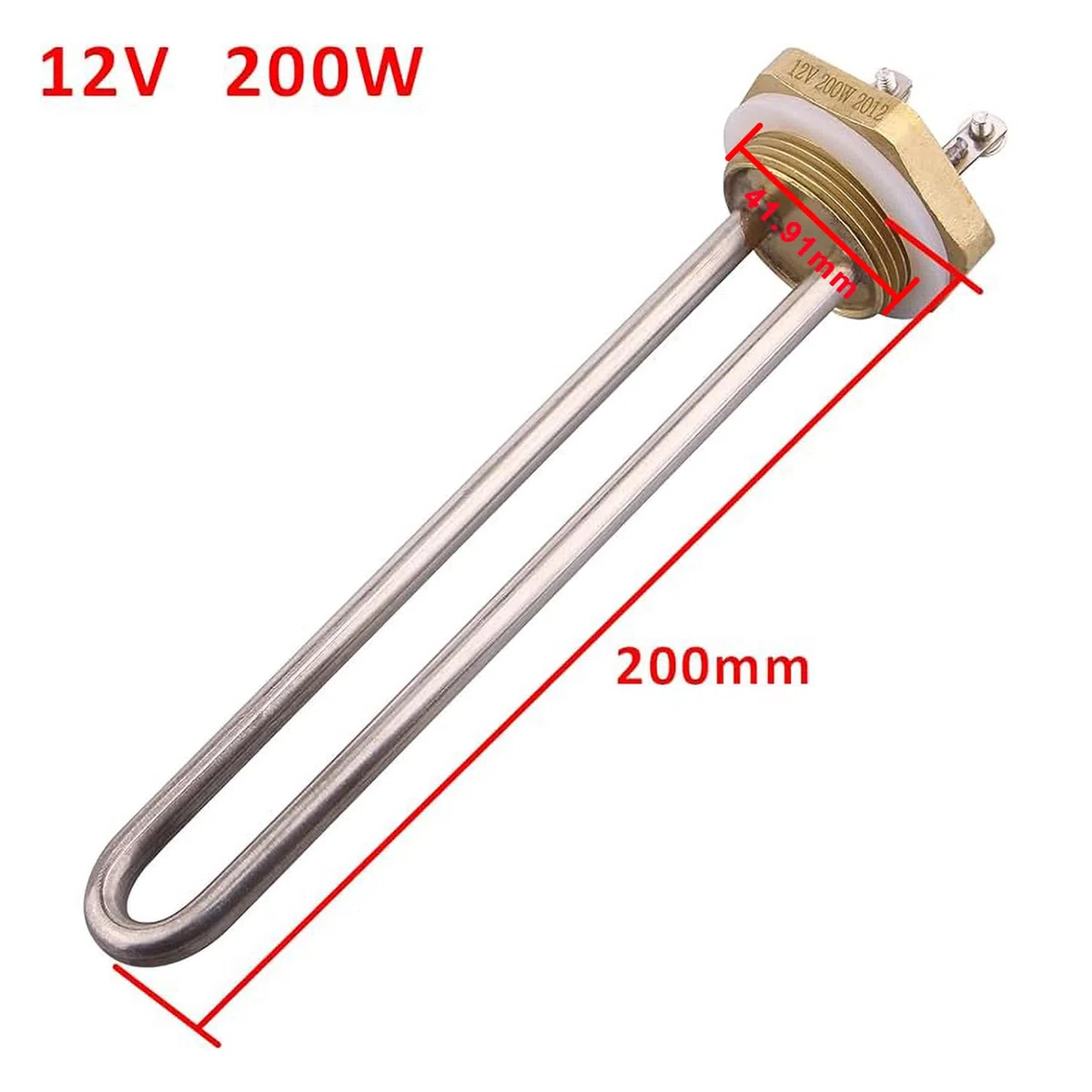 DERNORD Elemento calentador de agua de 12 V, 200 W, 1,25 pulgadas, 42 mm, DN32, brida de cobre, pieza de repuesto