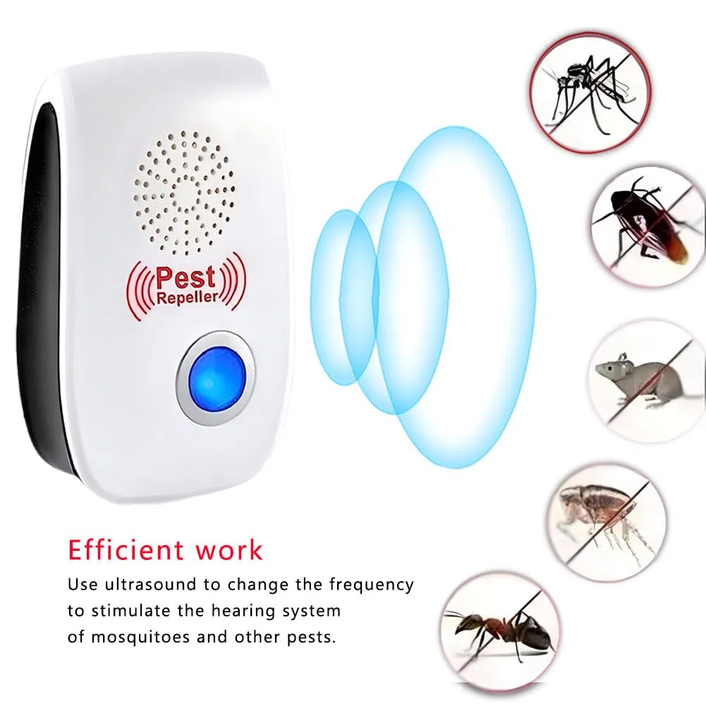 Repelente Ultrasónico de Plagas, 4 Pack Electrónico Repelente Mosquitos Insectos Control de Plagas, Cucarachas, Mosquitos, Arañas, Roedores