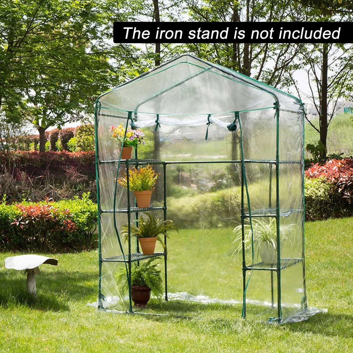 Funda protectora para invernadero, 143 x 143 x 195 cm, PVC para plantas, invernadero, con puerta enrollable con cremallera, resistente al invierno, estable