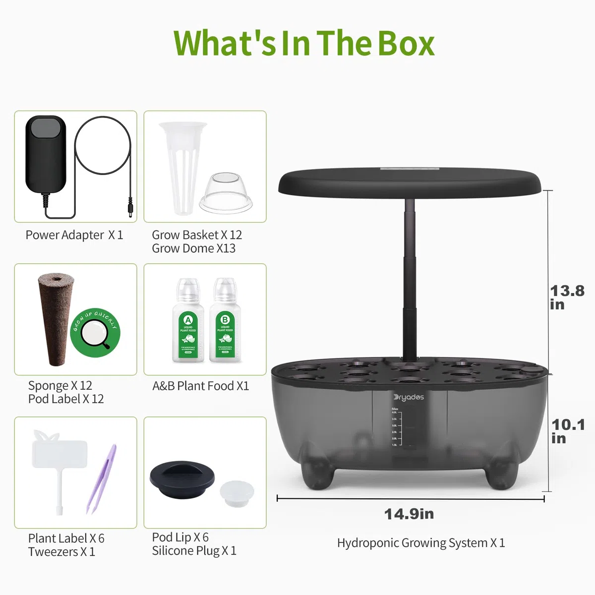 Kit de Sistema de Cultivo Hidropónico para Jardín de Hierbas en Interior de 12 Macetas con Luz de Crecimiento LED, Sistema de Jardinería Interior para Hierbas, Vegetales, Lechuga en Encimera